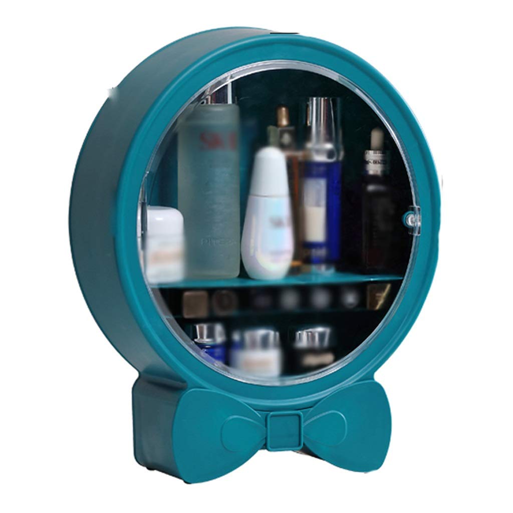 ZYM Cosmetic Organizer - Wall Mount Makeup Storage with Dustproof & Waterproof Design, Cosmetics Display Case & Perfume Rack (Green) - Perfect for Bathroom, Bedroom Vanity and Salon Organization