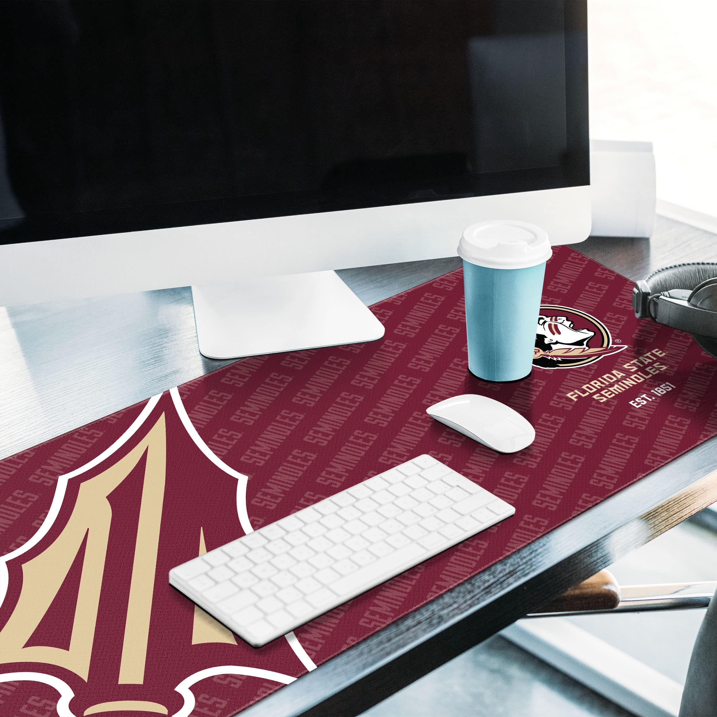 YouTheFan NCAA Florida State Seminoles Logo Series Desk Pad - Officially Licensed Team Colors - Perfect for Office, Home, Gaming & Study Setup