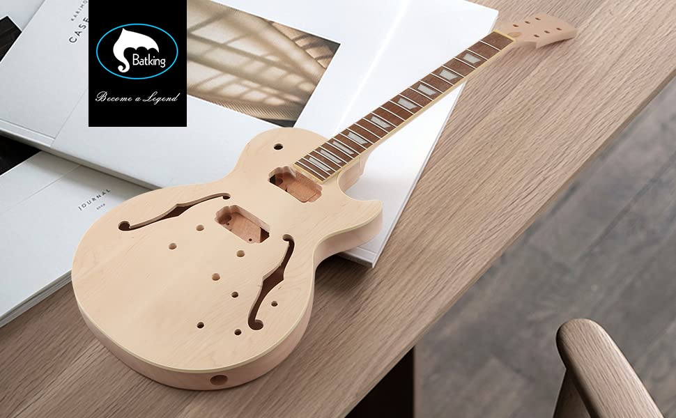 DIY Guitar Kit - Build Your Own Unfinished Semi-Hollow Electric Guitar with All Accessories | Perfect for Beginners, Hobbyists & Music Lovers