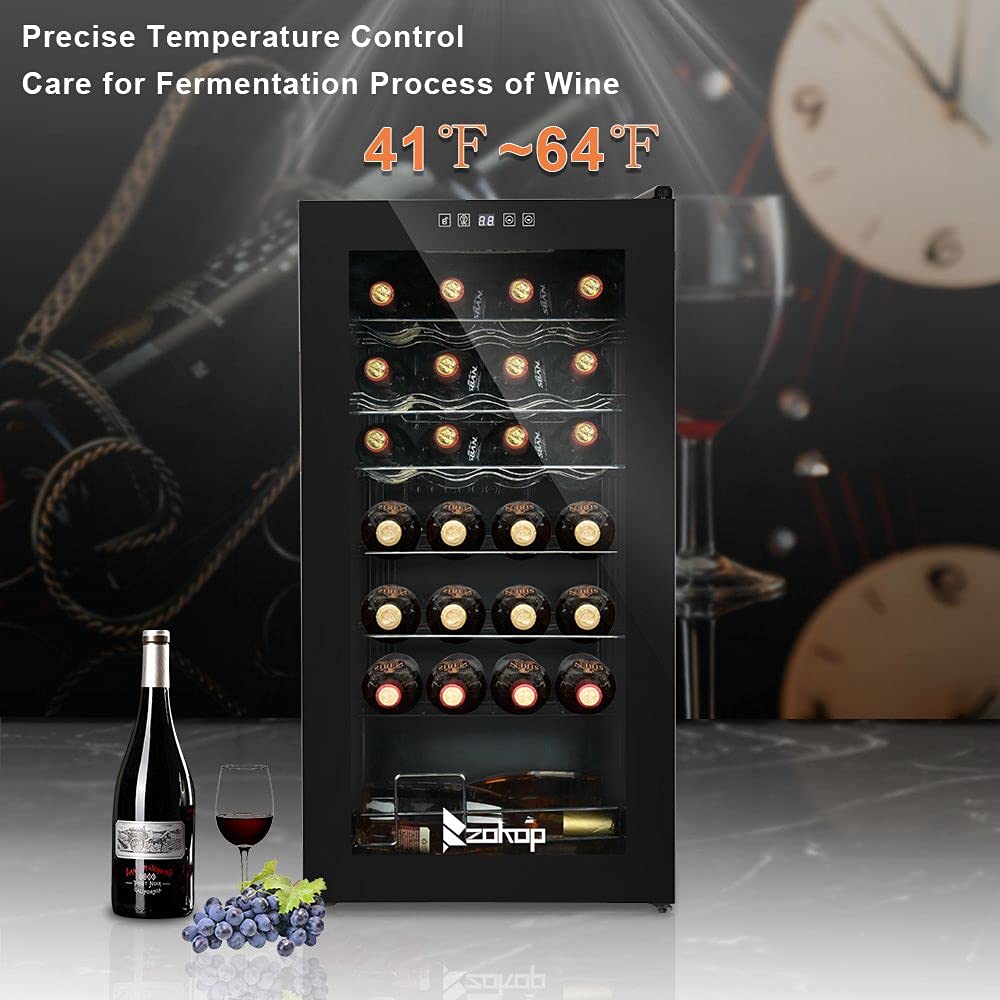 Freestanding Wine Cooler Refrigerator with Compressor - 18 Bottle Capacity, Clear Glass Door for White & Red Wine Storage | Perfect for Home, Office, or Entertaining Spaces