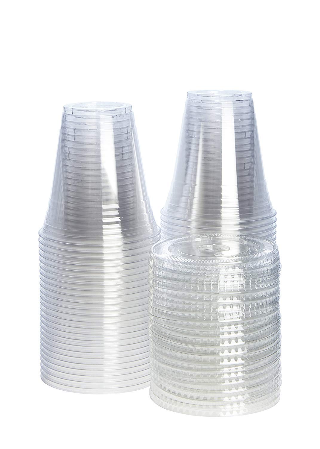 **GUSTO 100-Pack 12 oz Clear Plastic Cups with Flat Lids - Disposable Cold Drink Cups for Coffee, Smoothies, Iced Tea & Takeout - BPA-Free, Leak-Proof for Parties, Picnics & Office Use**