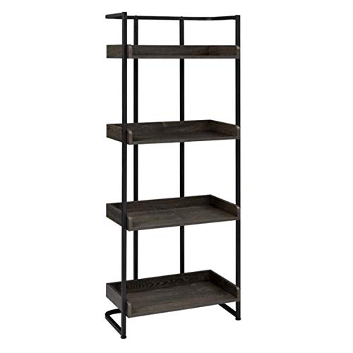 Magshion 4-Shelf Dark Oak Bookcase - Modern Storage Shelf Unit with Sturdy Metal Frame for Living Room, Office & Bedroom Organization