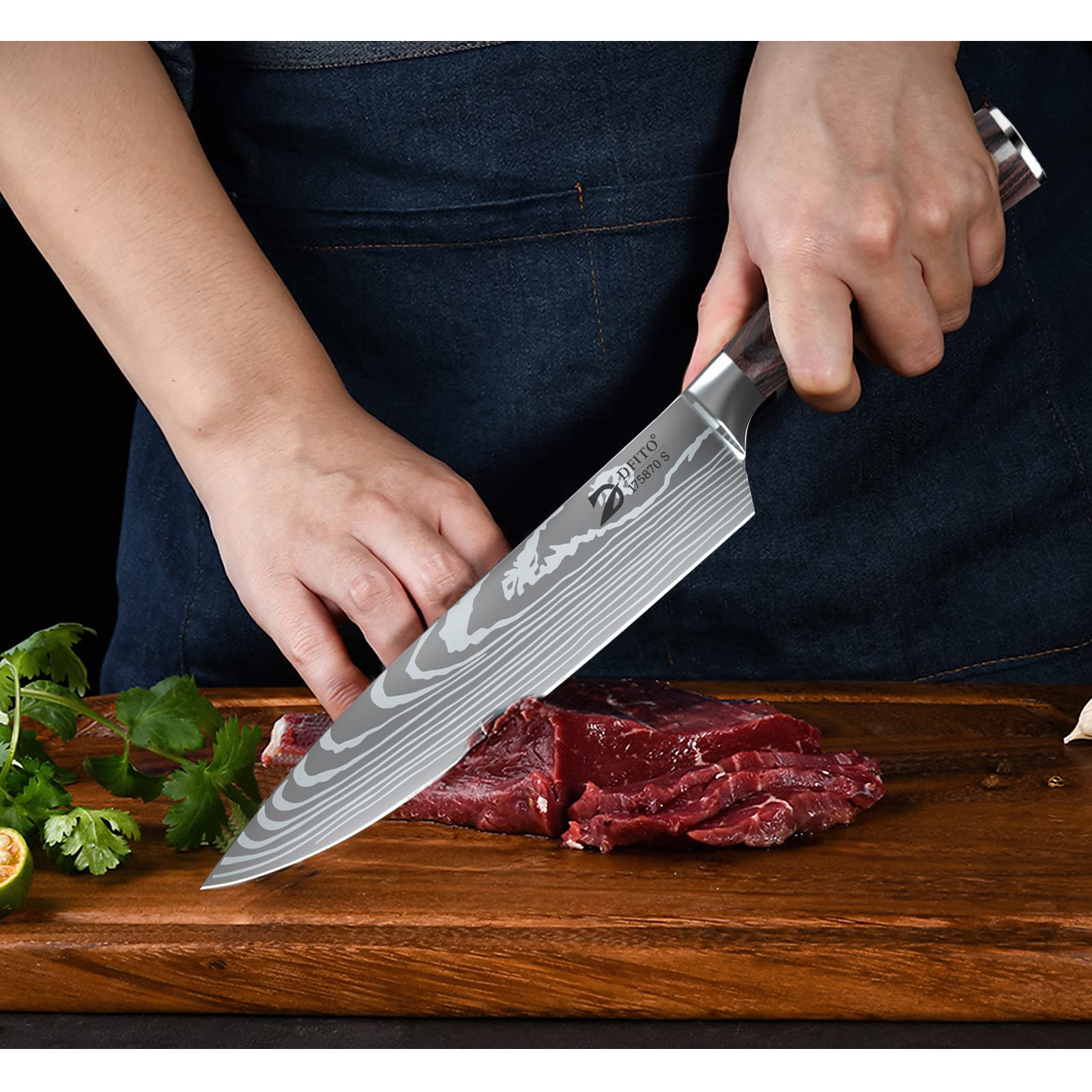 Premium 9-Piece Professional Chef Knife Set with Roll Bag - High Carbon Stainless Steel Kitchen Knives with Red Pakkawood Handle - Dishwasher Safe - Perfect for Home Cooks, Culinary Students & Professional Chefs - Ideal for Slicing, Dicing & Food Prep