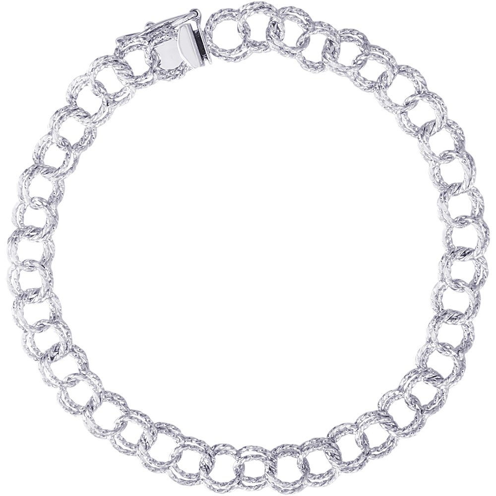 14K White Gold Double Spiral Charm Bracelet for Women & Girls - Elegant Jewelry Gift with Safety Clasp & Gift Box - Perfect for Birthdays, Anniversaries, and Special Occasions
