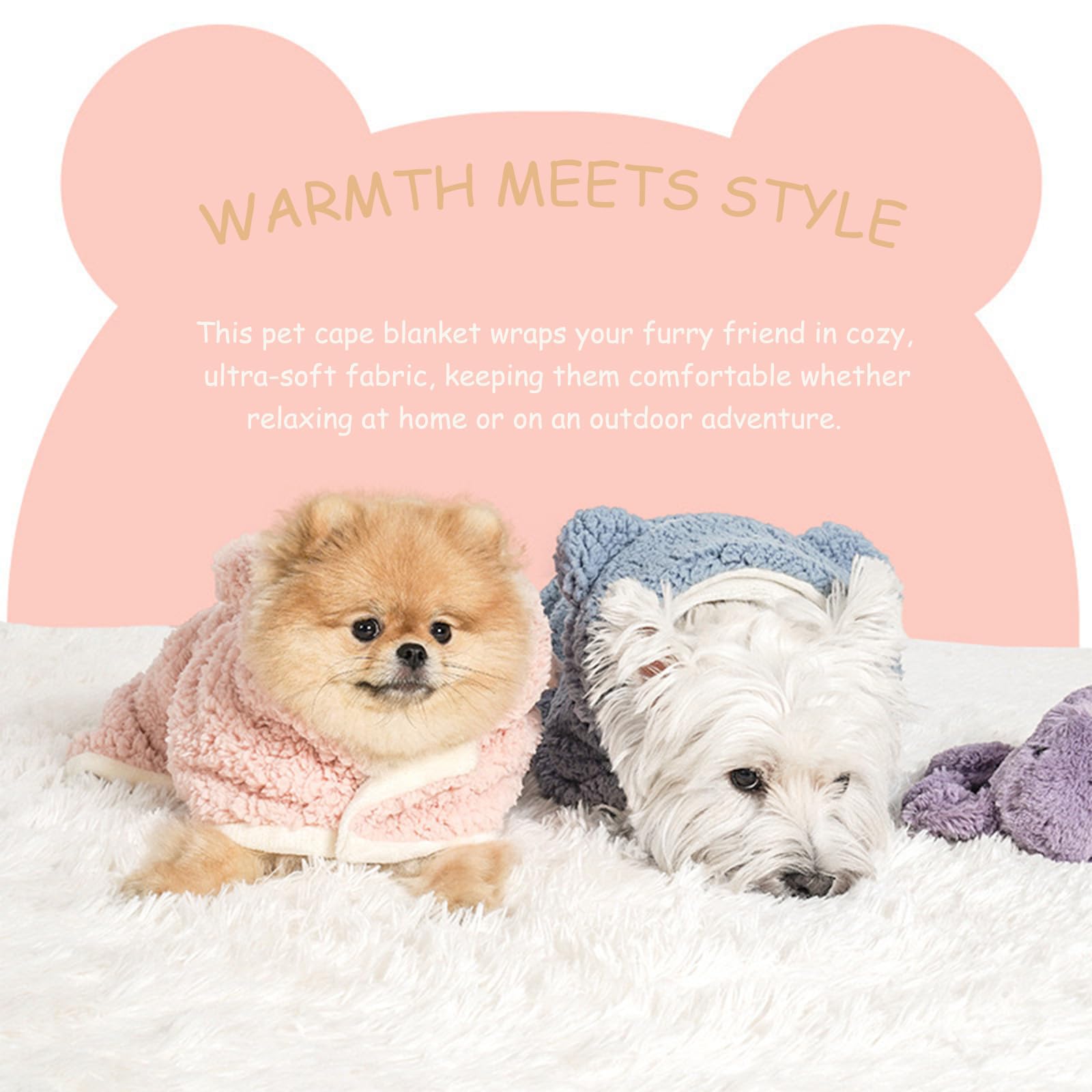 Warm Dog & Cat Cape Blanket with Hood - Cozy Pet Robe for Small Dogs - Soft Winter Sleeping Blanket for Puppies & Kittens (Gray, Medium) - Perfect for Indoor Lounging & Outdoor Adventures