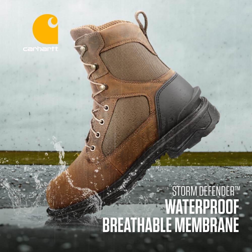 Carhartt Men's Ironwood 8 Inch Waterproof Work Boots - Steel Toe, Slip Resistant, Comfortable for Construction & Outdoor Work | Perfect for Job Sites, Hiking & Heavy Duty Use