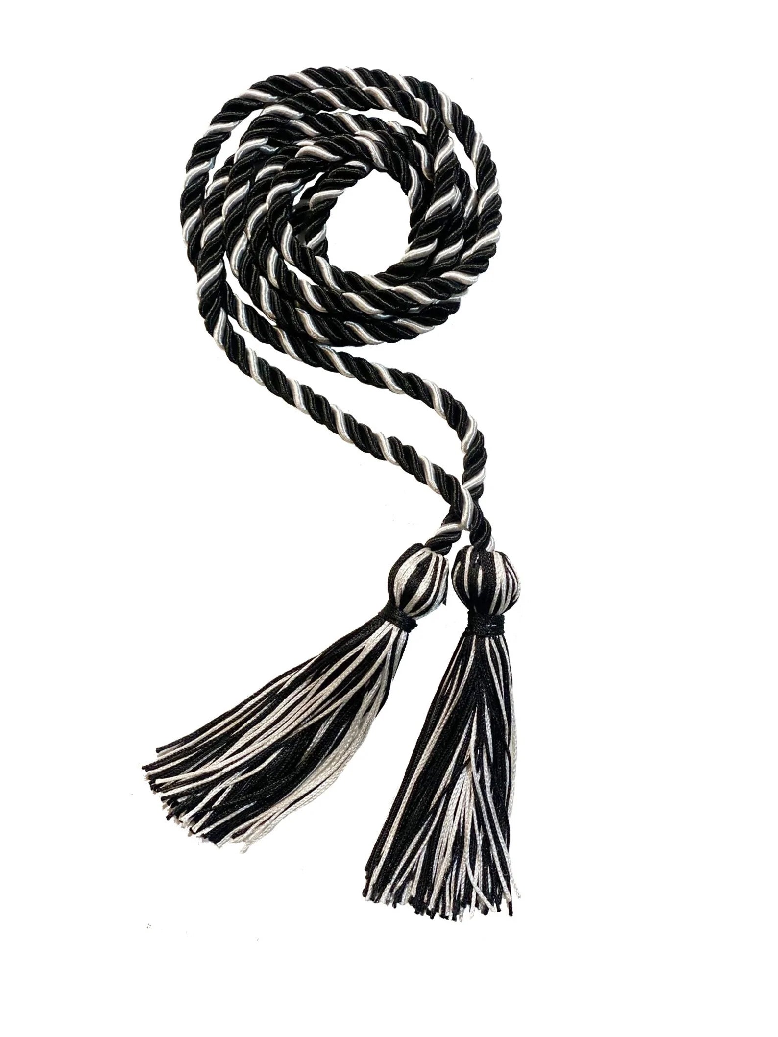 Black and White Graduation Honor Cord - Two-Tone Academic Achievement Sash for High School & College Ceremonies - Perfect for Graduation Day, Commencement & Honors Events