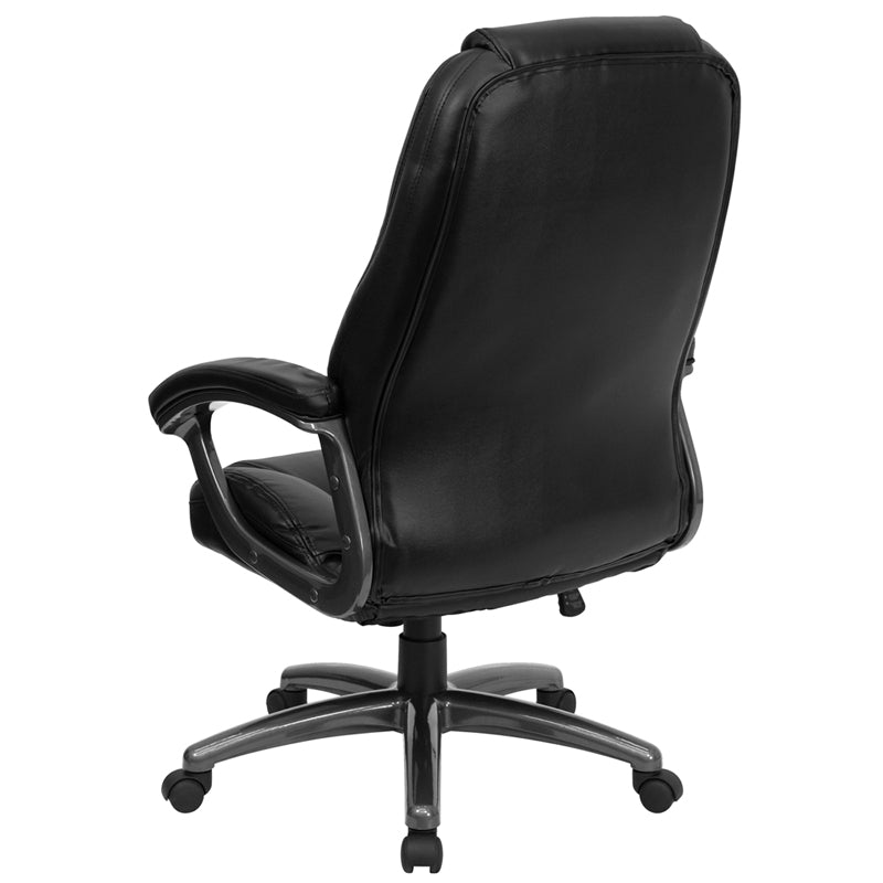 FLASH Jules High Back Black LeatherSoft Executive Swivel Ergonomic Office Chair with Deep Curved Lumbar Support & Adjustable Arms - Perfect for Home Office, Gaming & Workspace Comfort