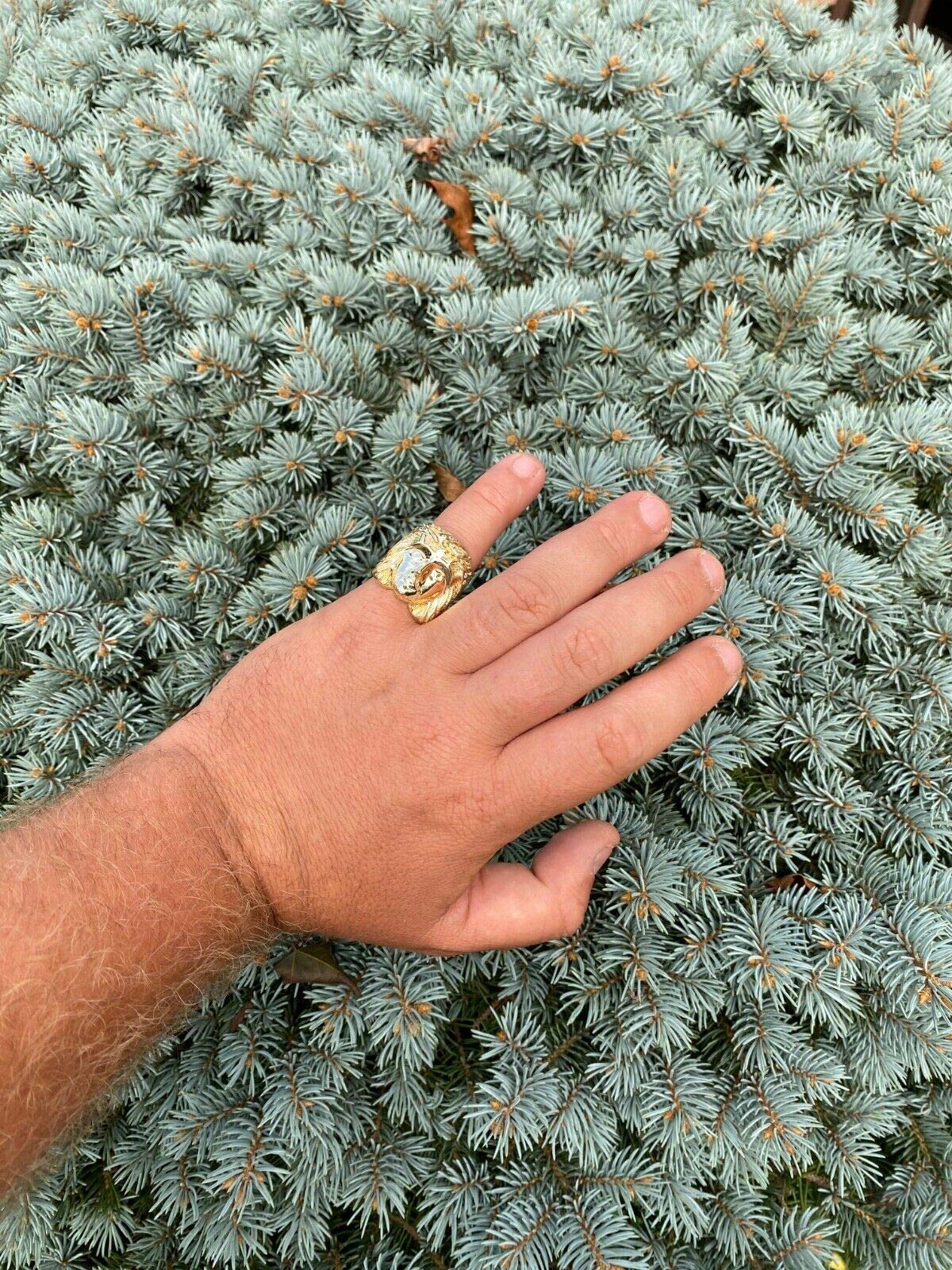 HarlemBling Solid 925 Sterling Silver Men's Jesus Ring - 14K Gold Plated Christian Cross Ring with Jesus Face - Religious Jewelry for Men - Perfect for Church, Weddings & Daily Wear