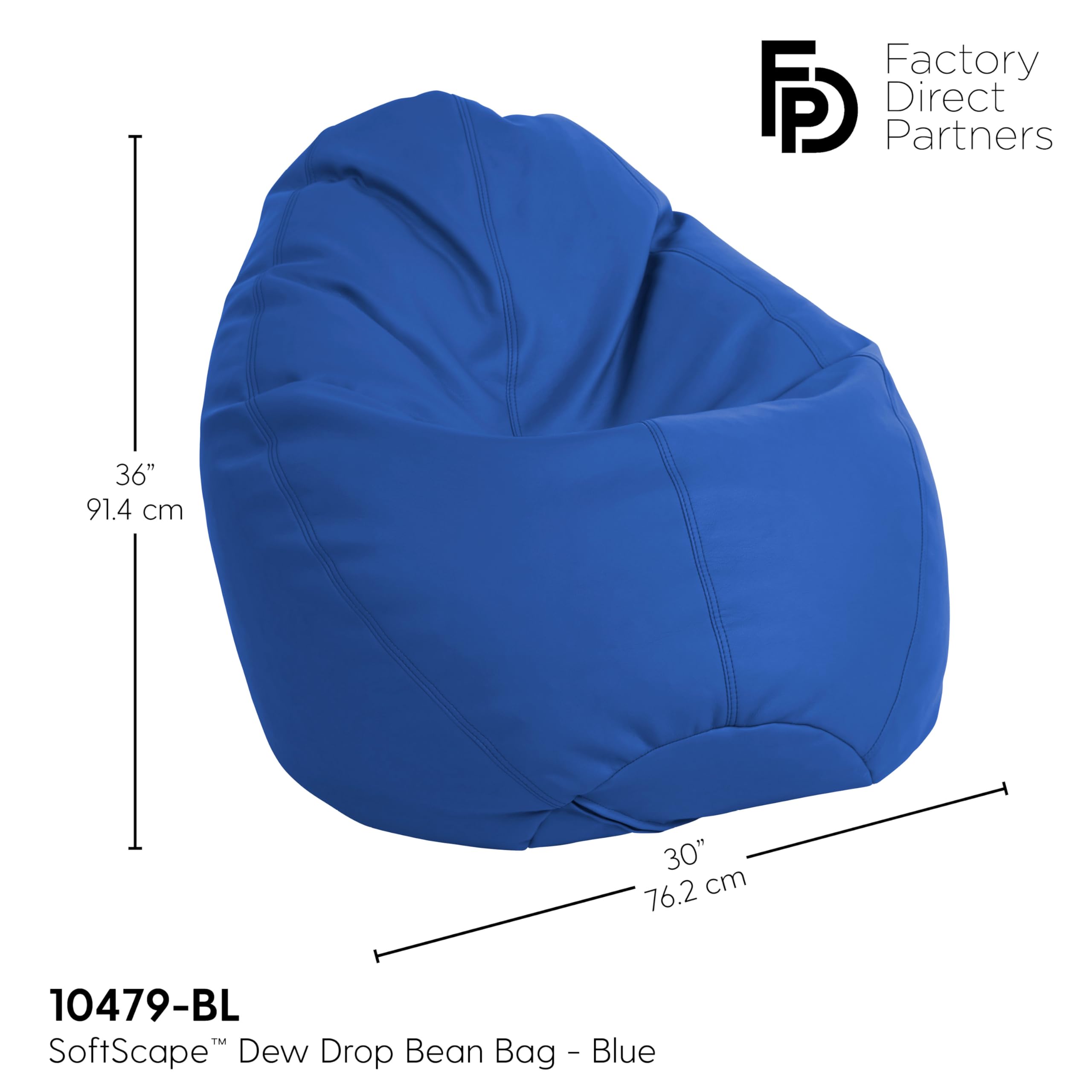 FDP Dew Drop Bean Bag Chair - High-Back Support Bean Bag for Adults & Kids - Comfortable Flexible Seating for Bedroom, Dorm, Classroom & Gaming Room - Perfect for Relaxing, Reading & Video Games (Blue)