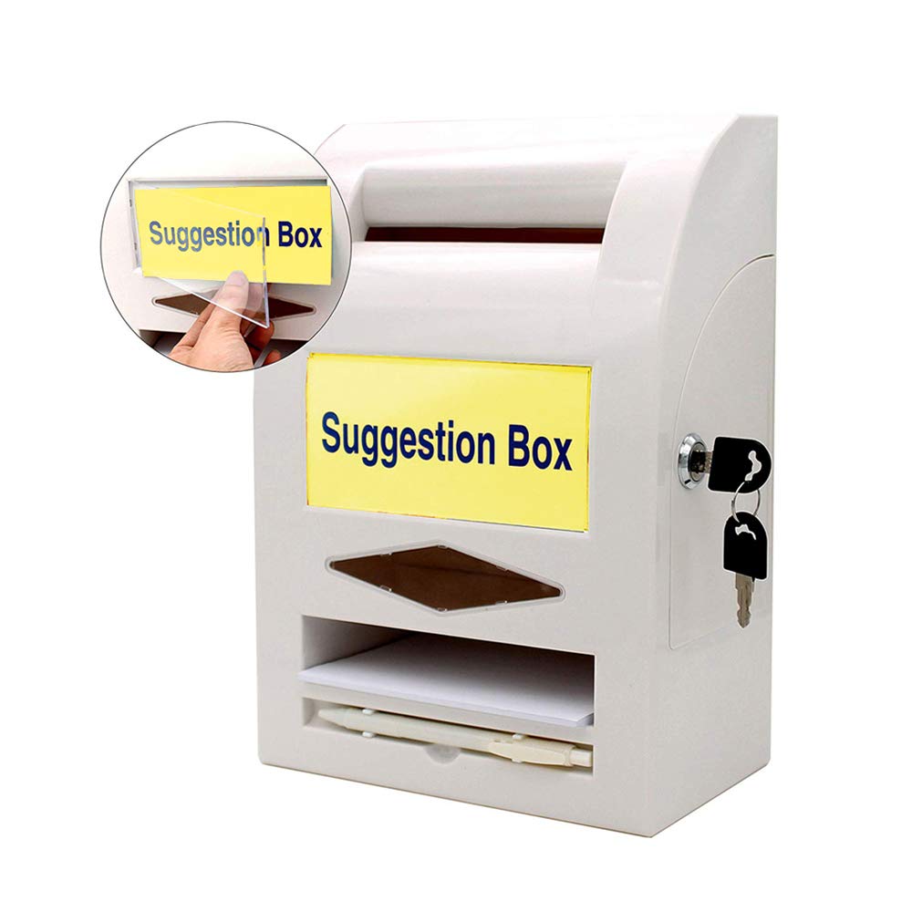 Wall/Countertop Lockable Suggestion Box with Labels & Pen - Office/Store Use