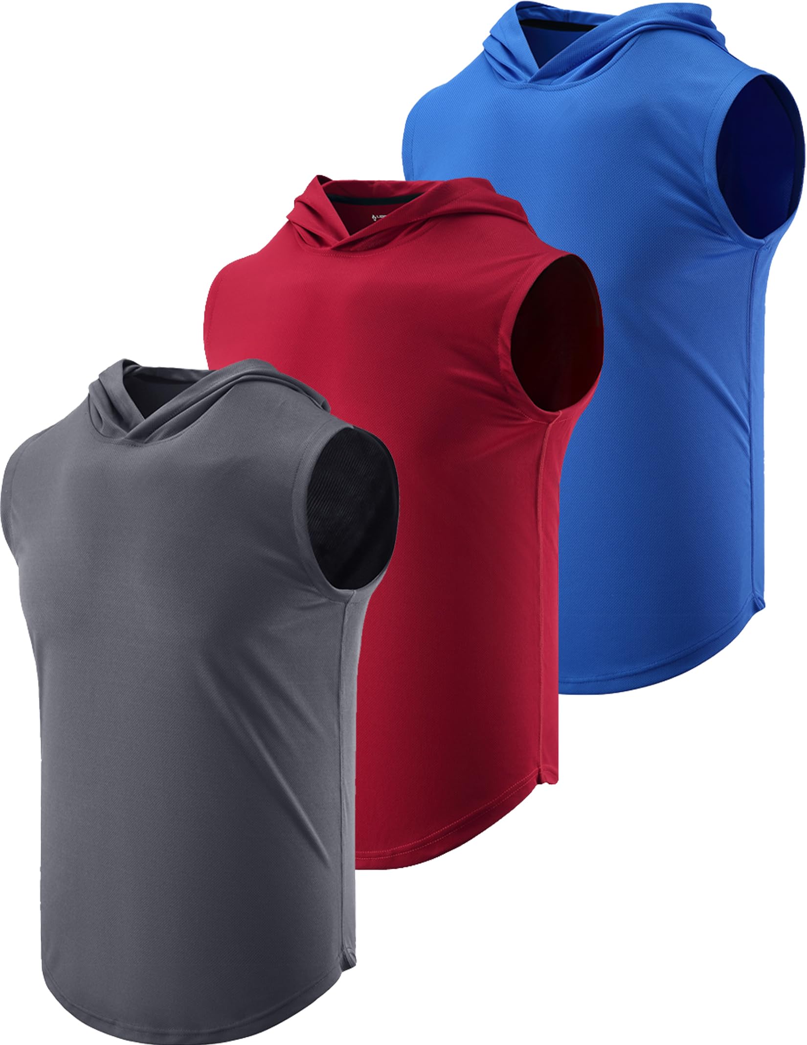 Liberty Imports 3-Pack Men's Sleeveless Gym Hoodies - Breathable Workout Shirts & Muscle Tank Tops for Athletic Training, Running & Gym Wear