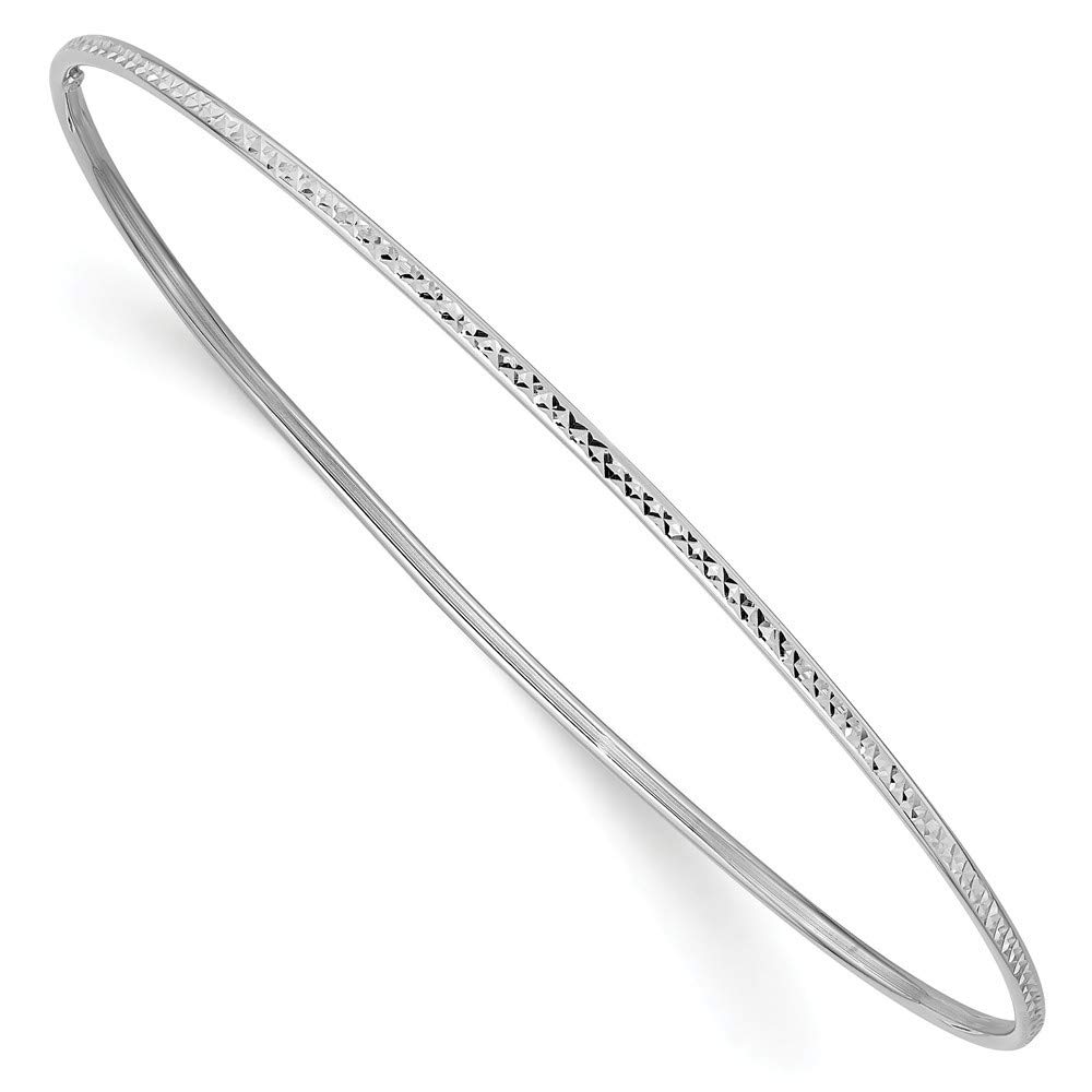 14K Yellow Gold & White Gold Diamond-Cut Slip-On Bangle Bracelet - 1.5mm Thin Dainty Cuff for Women - Elegant Stackable Jewelry for Everyday Wear, Parties & Special Occasions