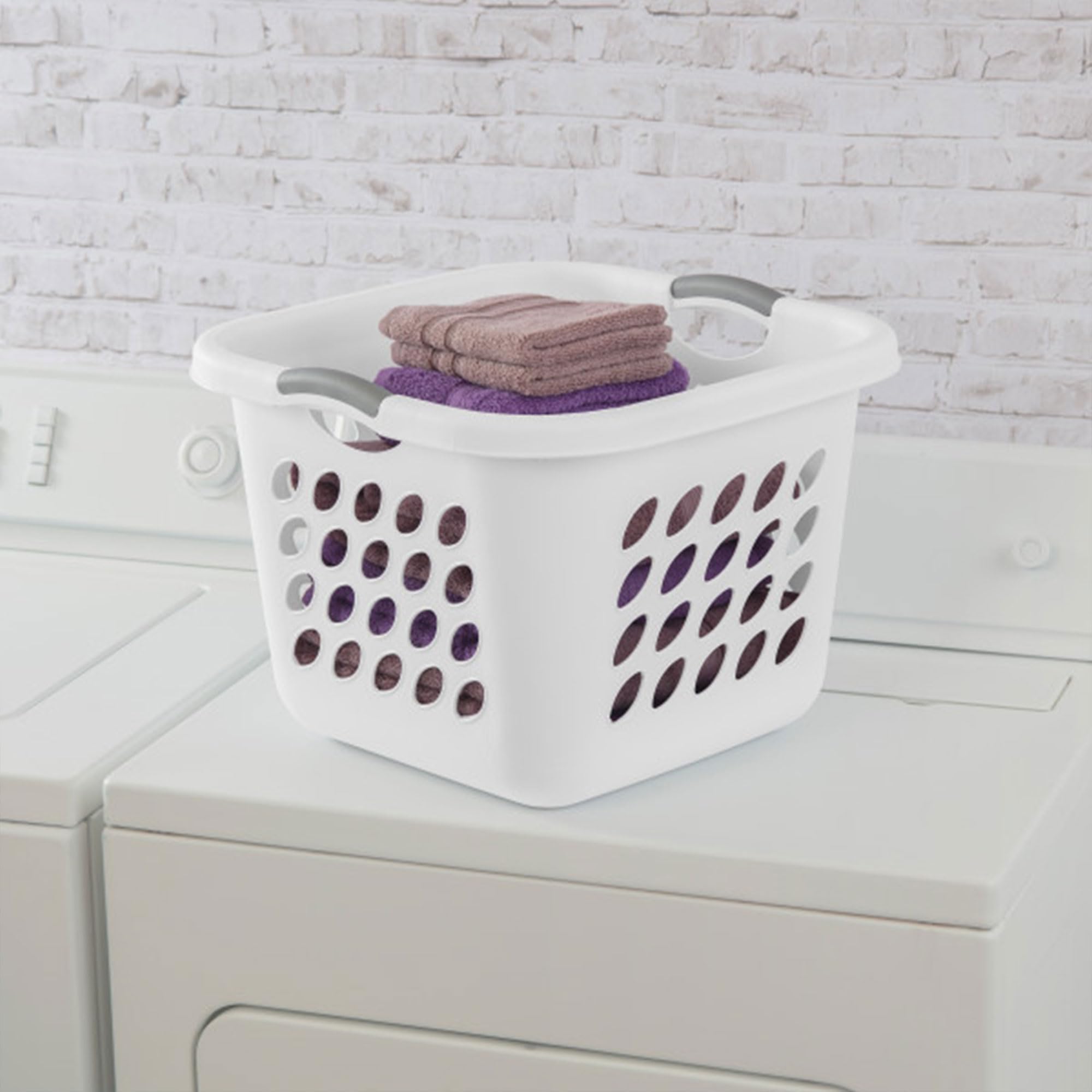 Sterilite 12-Pack White Plastic Laundry Baskets - 1.5 Bushel Capacity, Ultra Square Design for Clothes Storage - Perfect for Bedroom, Laundry Room & Dorm Organization