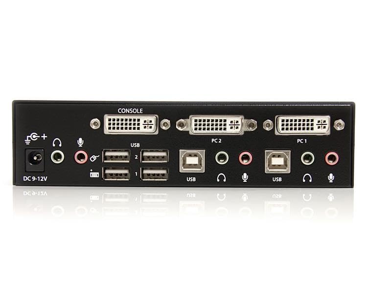 StarTech.com 2 Port USB DVI KVM Switch with Hot-Key Switching & Audio Support - 1920x1200 Resolution for Dual Monitor Setup - Ideal for Home Office, Gaming & IT Workstations (SV231DVIUA)