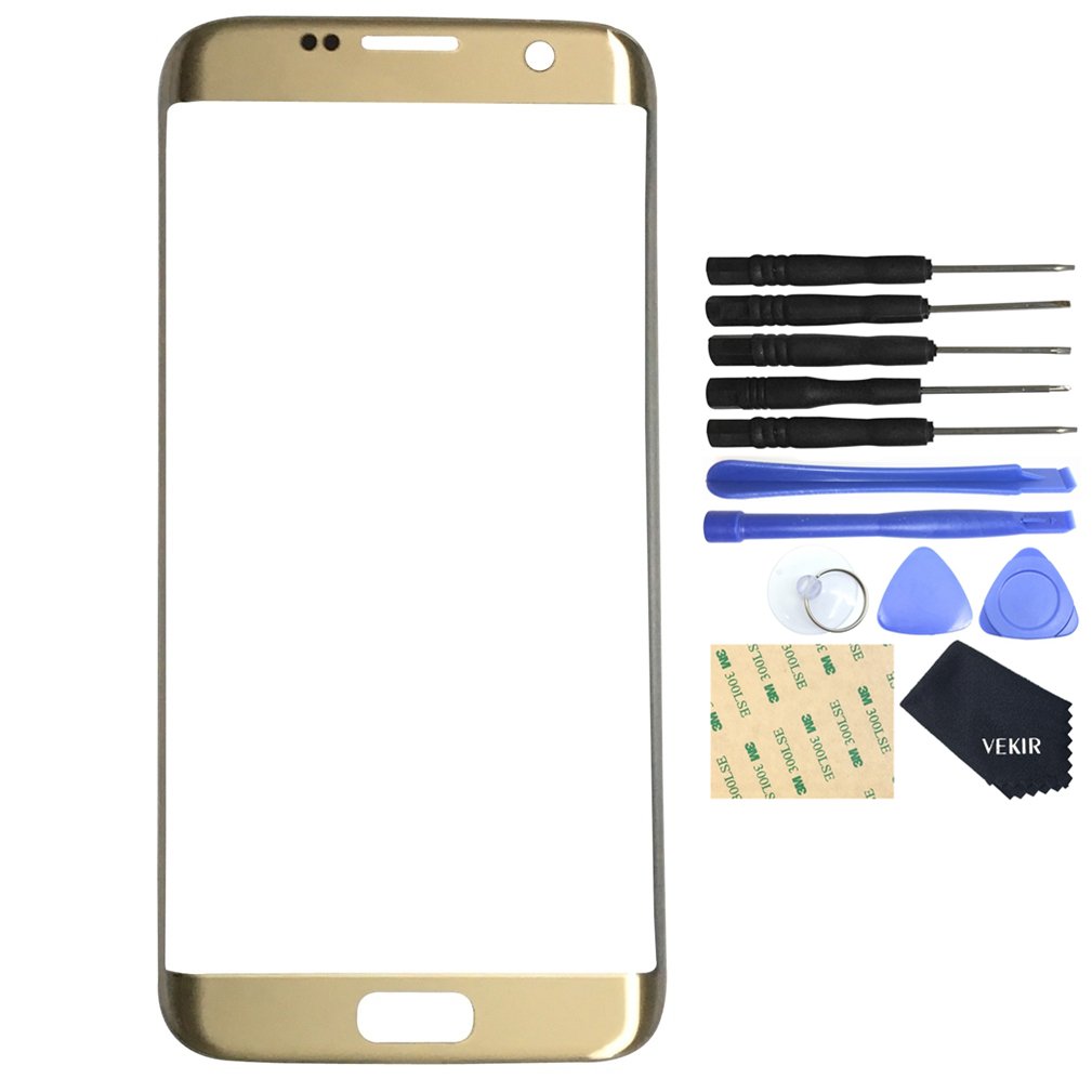 Original Screen Replacement for Samsung Galaxy S7 Edge - Tempered Glass Repair Kit (Gold) | Cracked Screen Fix | DIY Phone Repair Solution for Home & Office Use