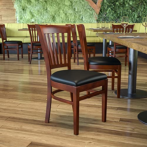 Black Vinyl Seat/Mahogany Wood Frame