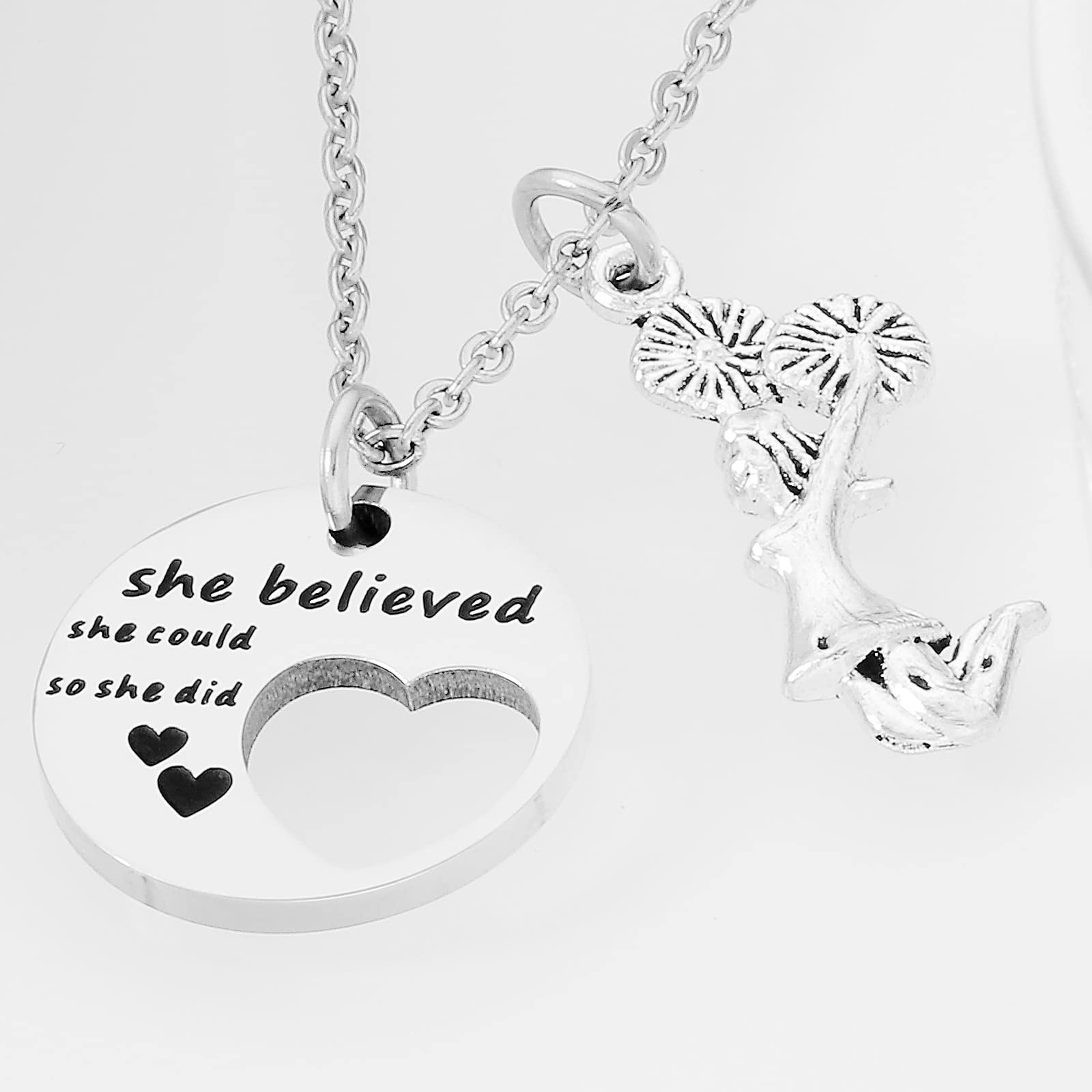 HUTIMY Inspirational Cheerleader Necklace - Motivational Charm Jewelry Gift for Teens & Cheerleaders - Perfect for Games, Competitions & Team Spirit Events