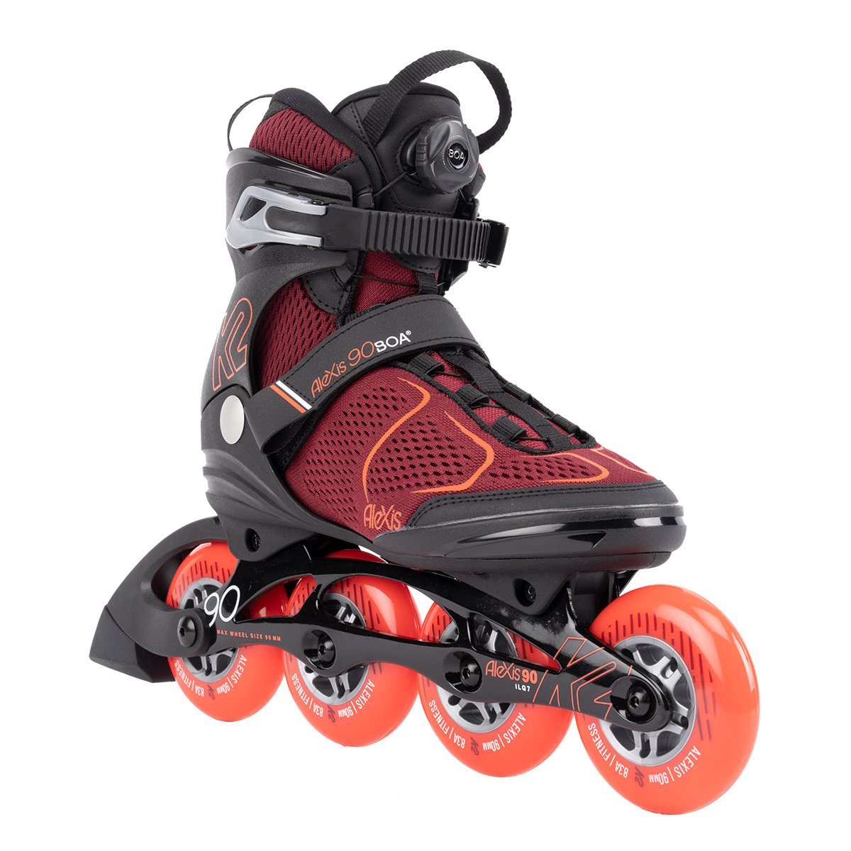 K2 Alexis 90 BOA Ski Boots for Women - Burgundy/Orange - Comfortable & Adjustable Fit - Perfect for Alpine Skiing & Snowboarding Adventures