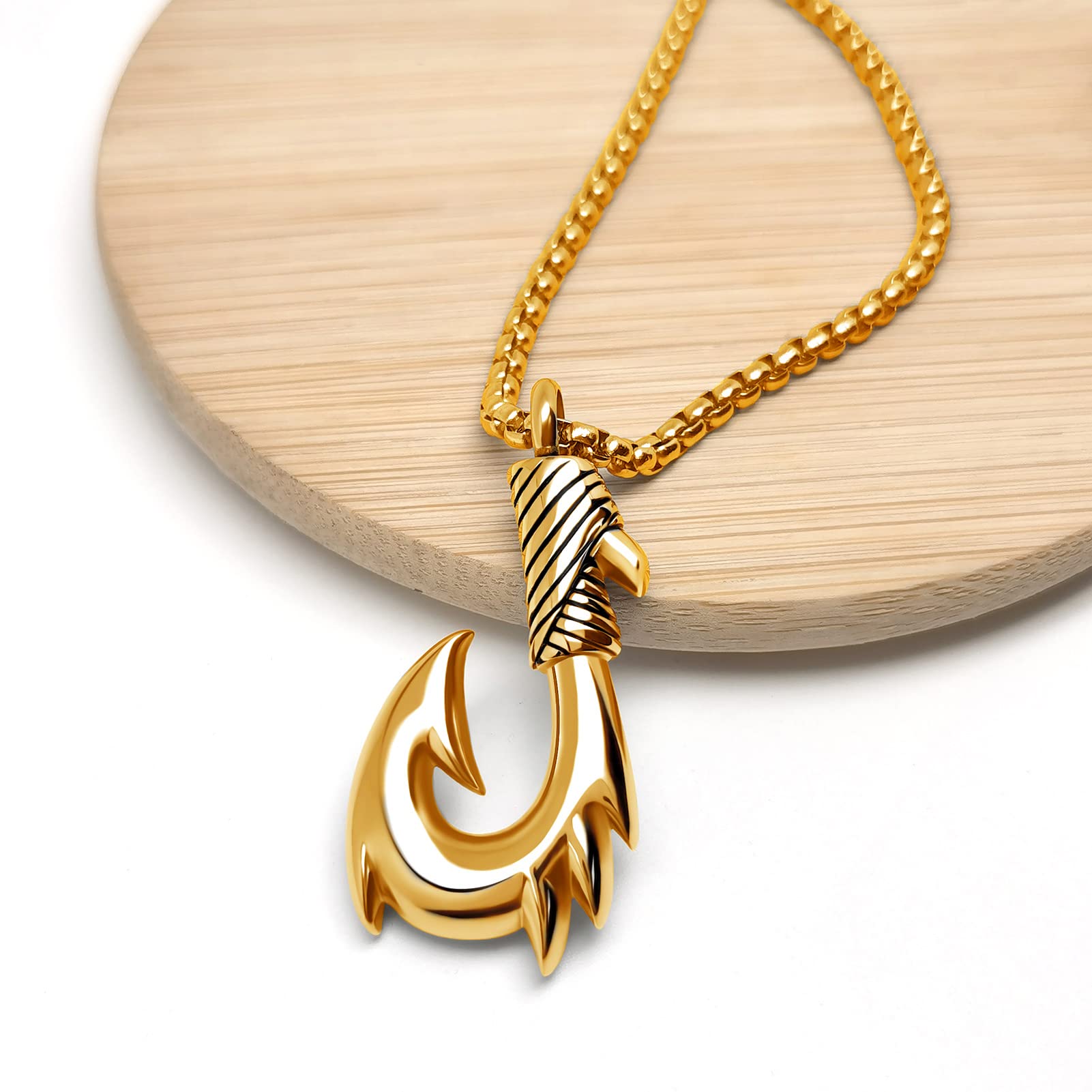 YSAHan Gold Fishing Hook Cremation Jewelry - Memorial Pendant for Ashes - Perfect Gift for Anglers