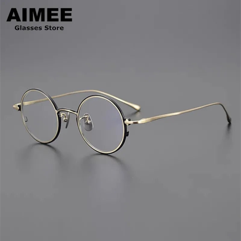Stylish Unisex Small Round Titanium Eyeglasses Frame 4323 - Lightweight & Durable for Work, Reading & Everyday Wear