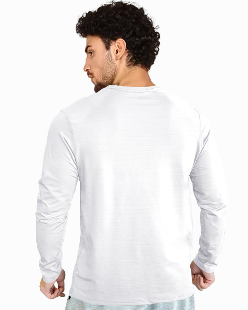 EYEBOGLER Men's Round Neck Full Sleeve Active T-Shirt | Regular Fit Cotton Tee for Gym, Running & Casual Wear | Breathable Workout Shirt for Men