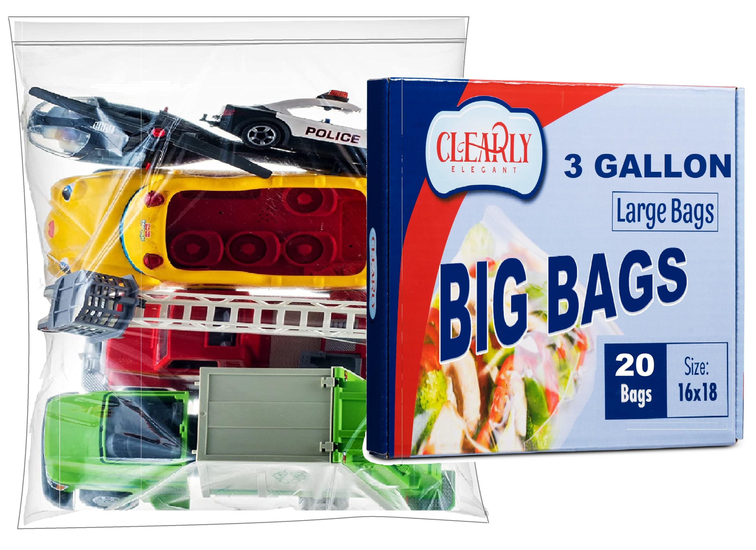 [20 Pack] 3.5 Gallon Large Clear Storage Bags 16
