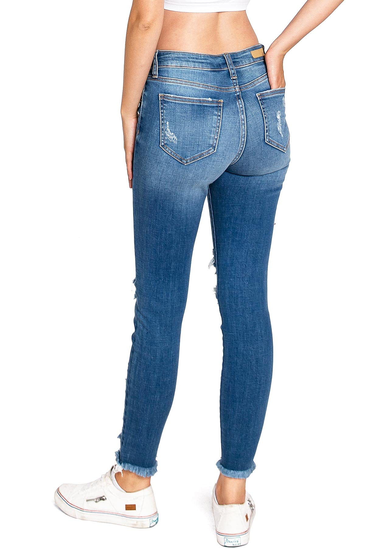 Cello Women's Distressed Skinny Jeans - Mid Rise Stretch Denim Pants for Juniors | Casual Wear, Night Out, Everyday Fashion