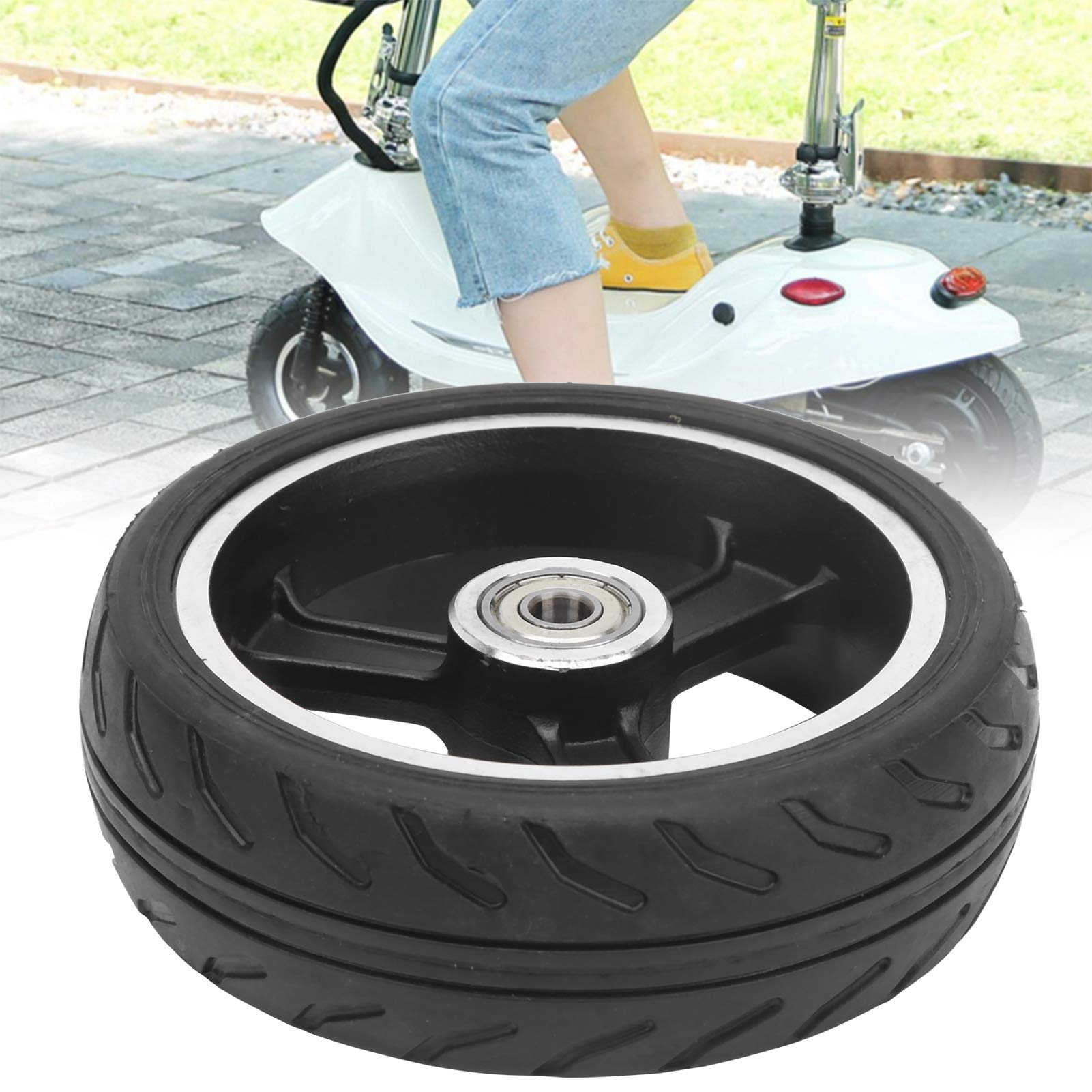 5 Inch Solid Rubber Tires for Electric Scooter - Anti-Skid Replacement Wheels with Rim Set | Durable E-Scooter Tire Upgrade for Commuting & Urban Travel