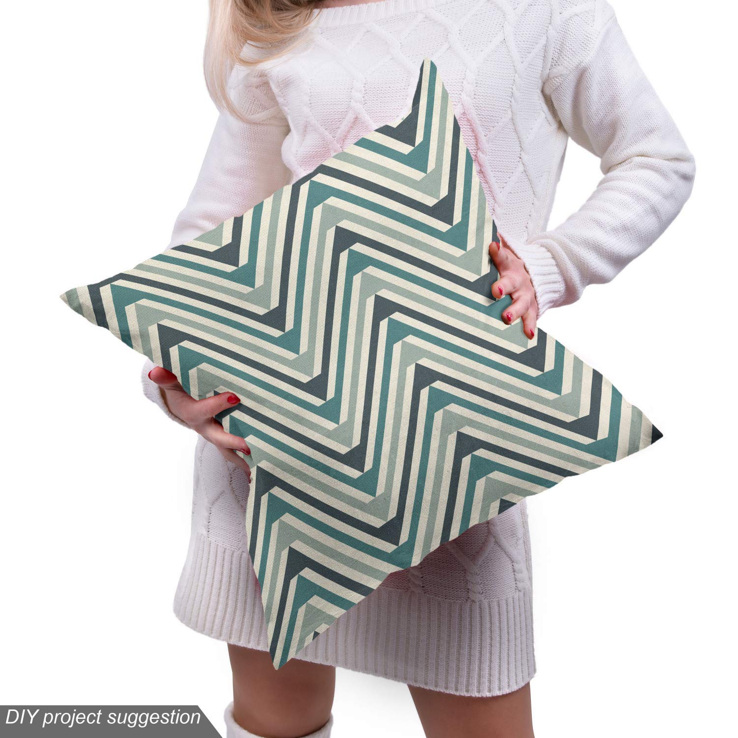 Ambesonne Abstract Fabric by The Yard - Geometric Zigzag Pattern Upholstery Material for Sofa, Curtains & Home Decor (10 Yards, Sage Green & Cadet Blue) - Perfect for DIY Projects, Furniture Makeovers & Wall Hangings