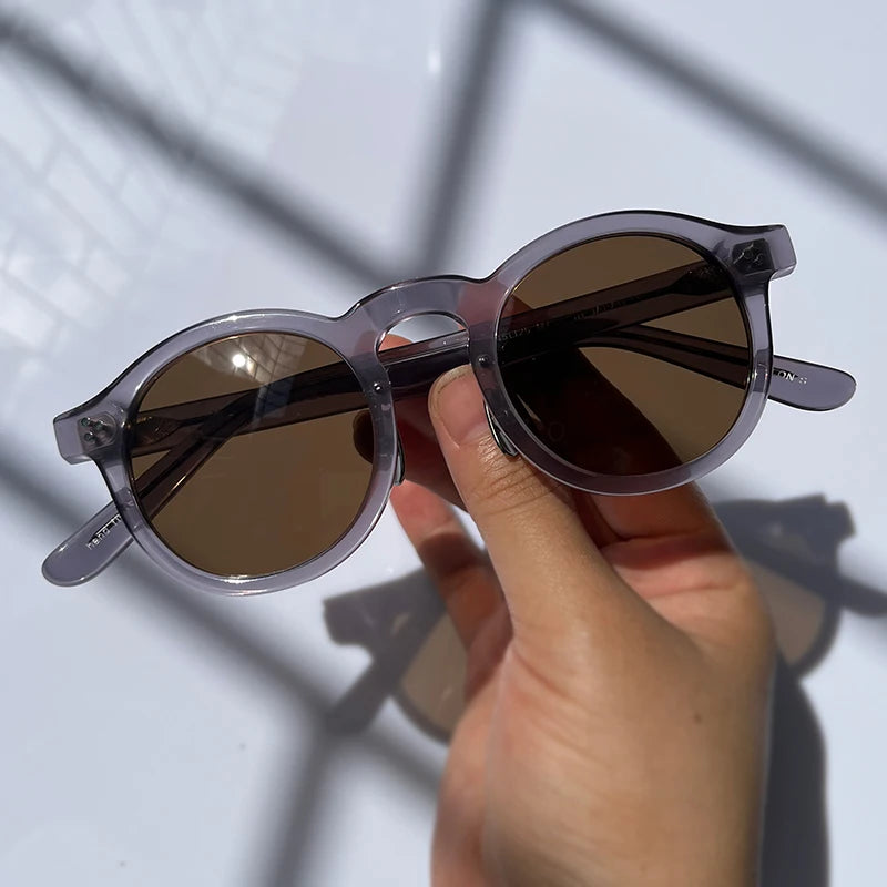 Black Unisex Acetate Round Polarized Sunglasses 14143 - UV Protection for Outdoor Sports & Driving