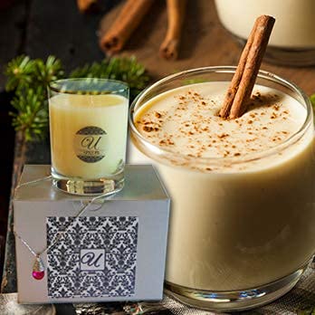 Premium Egg Nog Scented Candle in 8 oz Glass Jar - Select Ring Size 8 Jewelry Gift Inside ($10-$10,000 Value) - Holiday Home Decor & Romantic Gifts for Christmas, Parties & Cozy Nights