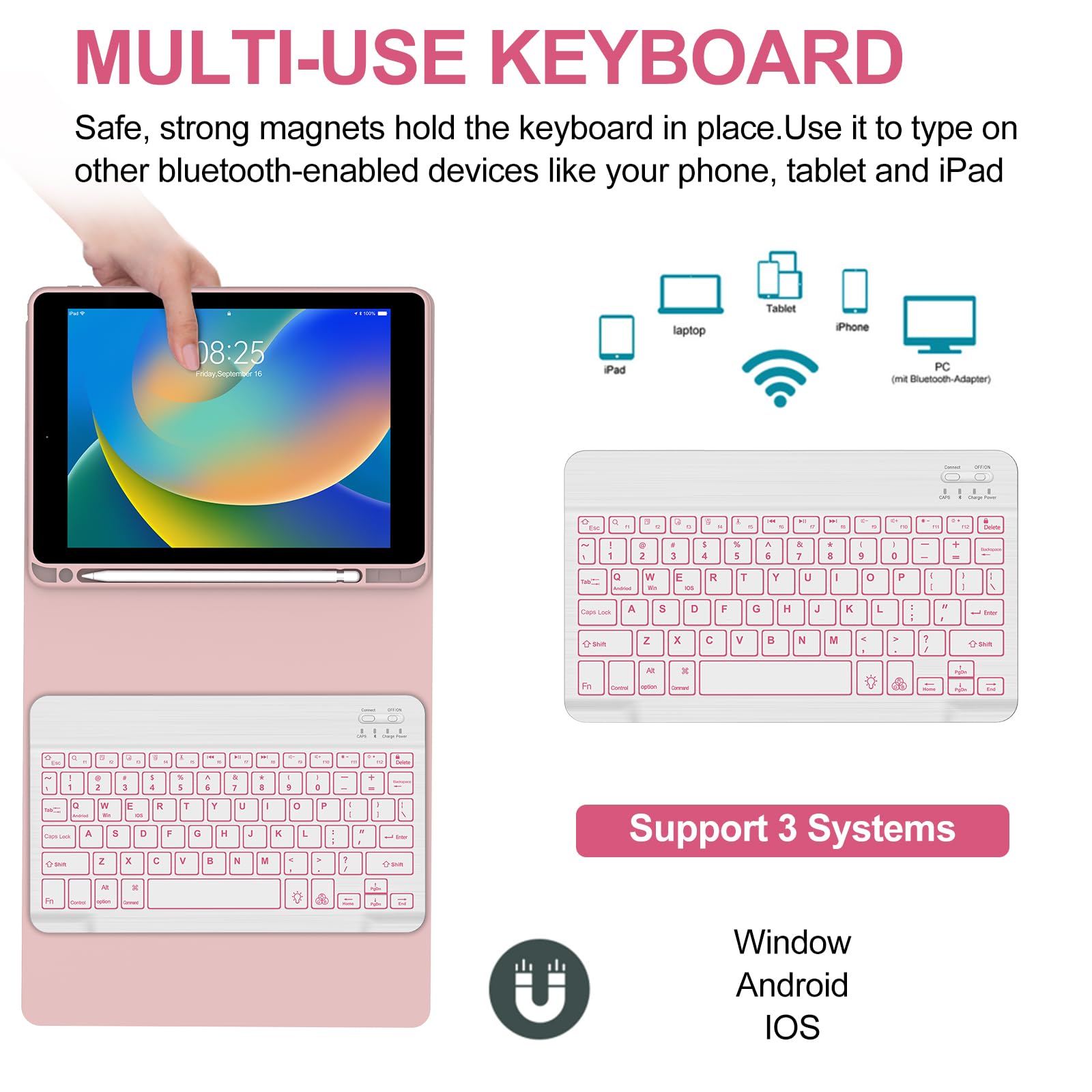 BORIYUAN Backlit Detachable Keyboard Case for iPad 9th/8th/7th Gen 10.2