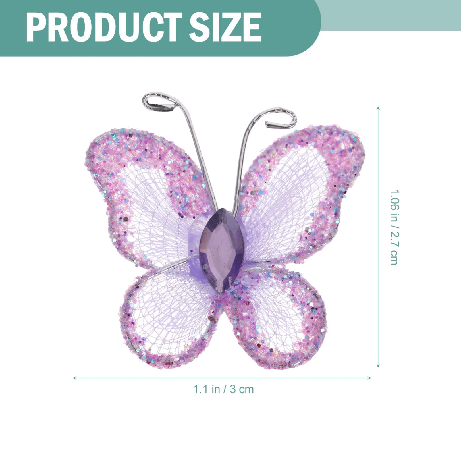 50Pcs Purple Sheer Mesh Glitter Butterflies Decorations for Home, Wedding, Party Wall Decor - DIY Crafts, Baby Shower, Garden & Event Decoration