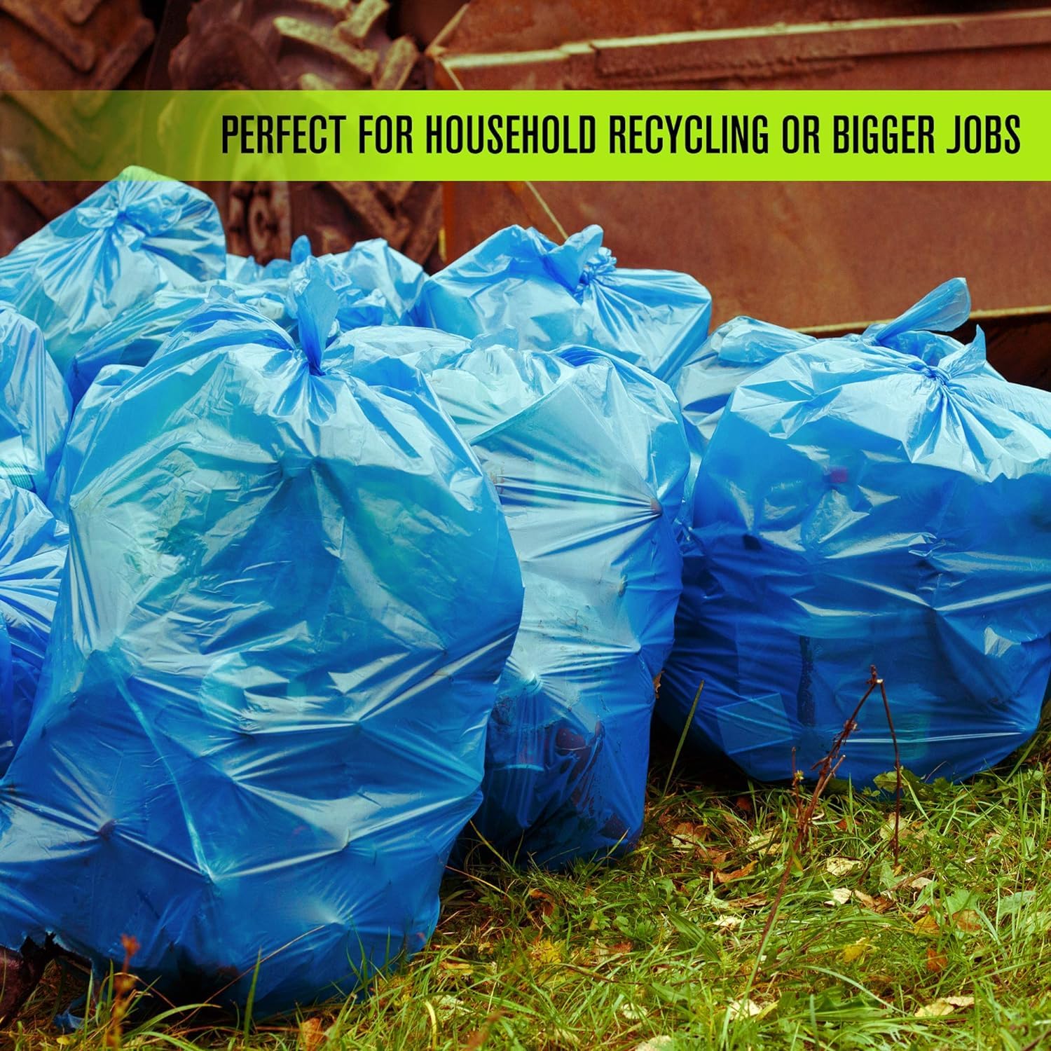 Aluf Plastics 55 Gallon Blue Trash Bags for Rubbermaid Brute - Heavy Duty 1.2 MIL Garbage & Recycling Bags (38