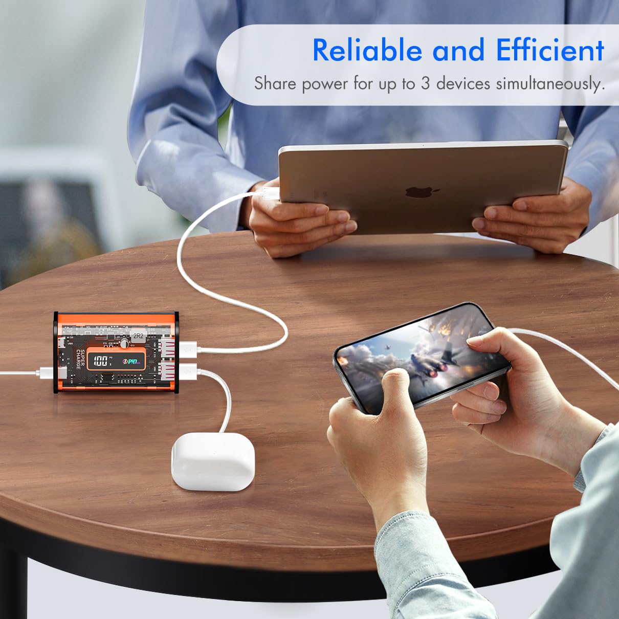 SlaBao 20000mAh Transparent Power Bank with LED Display - 22.5W PD Fast Charging Portable Charger, USB C Phone Charger for iPhone, Android, Samsung, iPad, AirPods - Perfect for Travel, Camping, and Emergency Power Backup