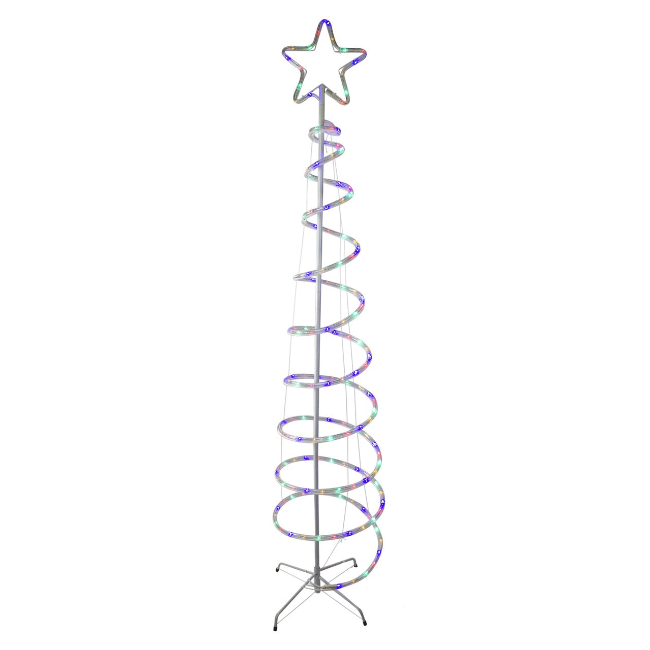 7' LED Rope Light Spiral Tree Decorations - Outdoor Christmas Holiday Party Decor for Yard, Garden, and Indoor Home Decorations