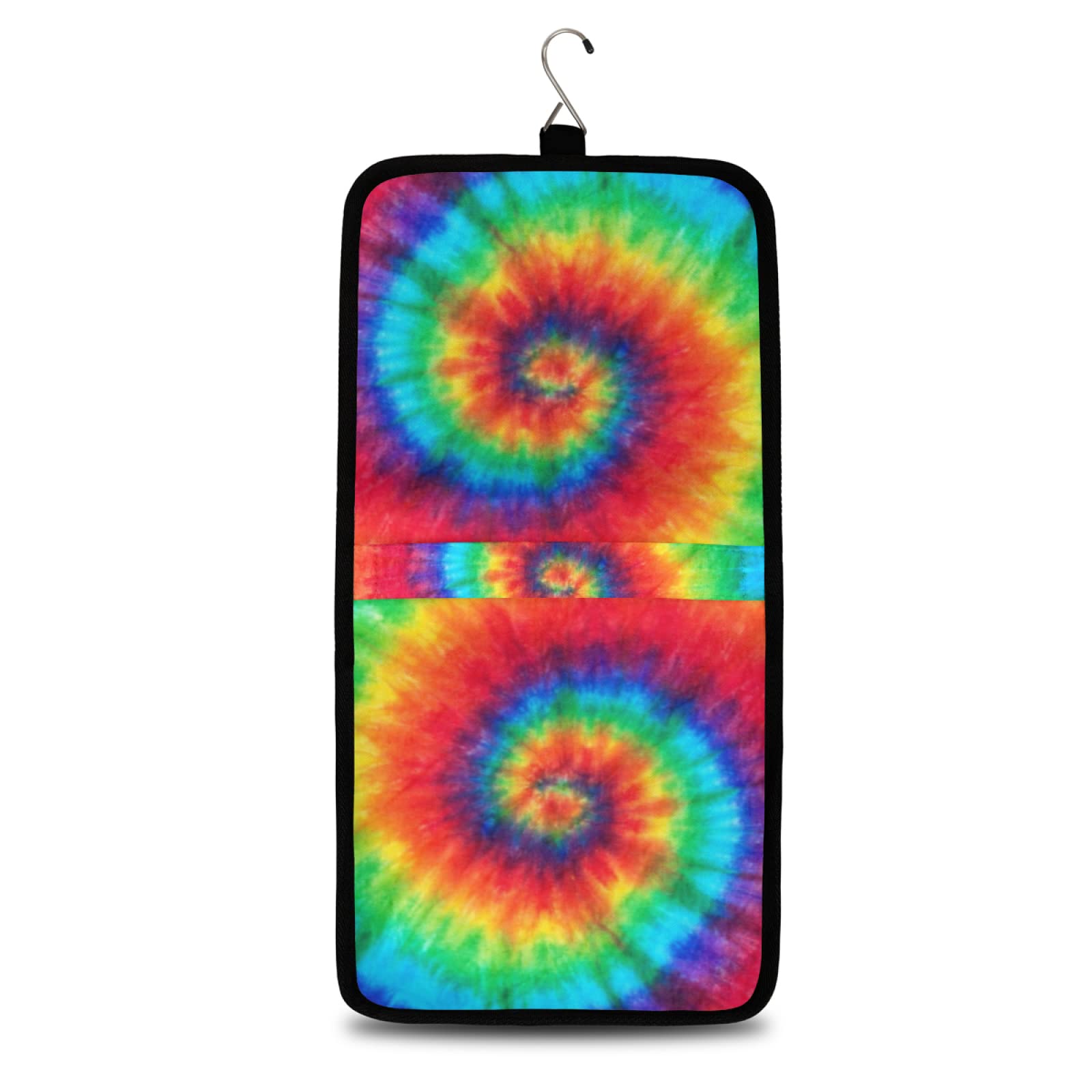 Waterproof Hanging Toiletry Bag for Women & Men - Rainbow Tie Dye Cosmetic Travel Organizer with Hooks | Perfect for Camping, Gym, Beach Trips & Airplane Carry-On