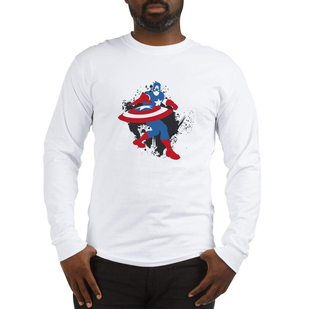 Captain America Minimalist Long Sleeve T-Shirt - Marvel Superhero Graphic Tee for Men & Women | Casual Wear, Cosplay, Comic Con Outfit