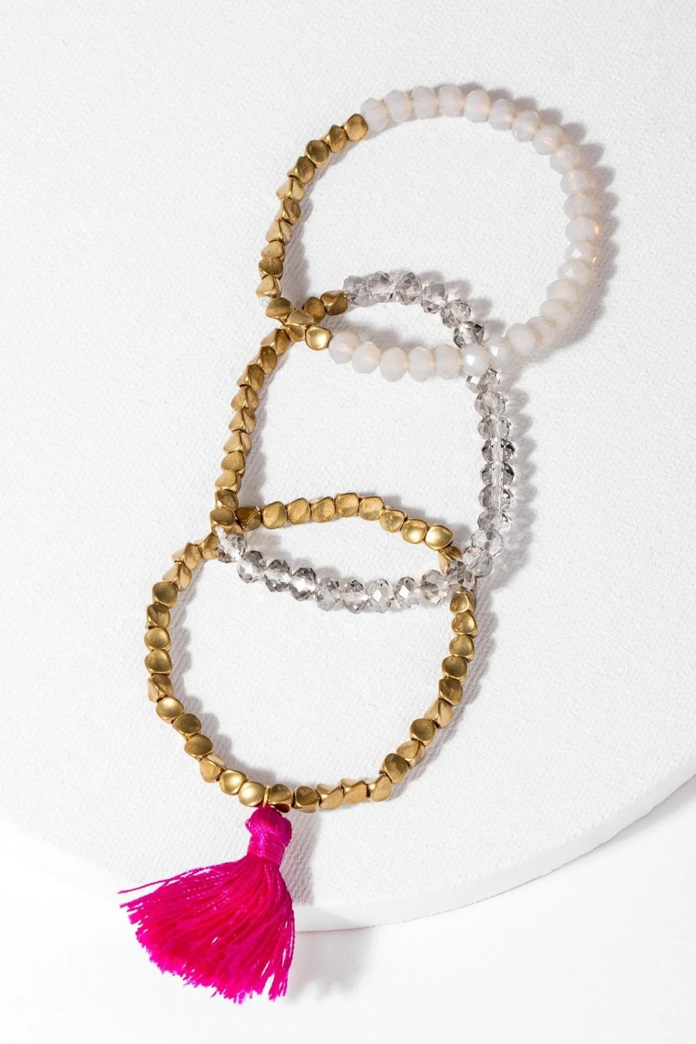 Elegant Crystal Beaded Tassel Bracelet Set for Women - Boho Chic Handmade Jewelry Gift - Perfect for Parties, Weddings & Everyday Wear