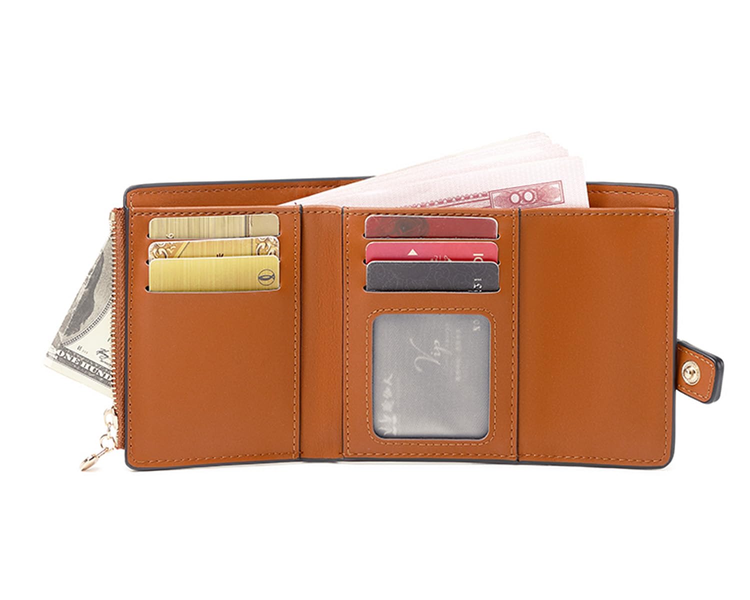 AOXONEL Genuine Leather RFID Blocking Womens Wallet - Slim Trifold Compact Wallet with Multiple Card Slots & Zipper Coin Pocket - Perfect for Everyday Use, Travel & Gift (White)