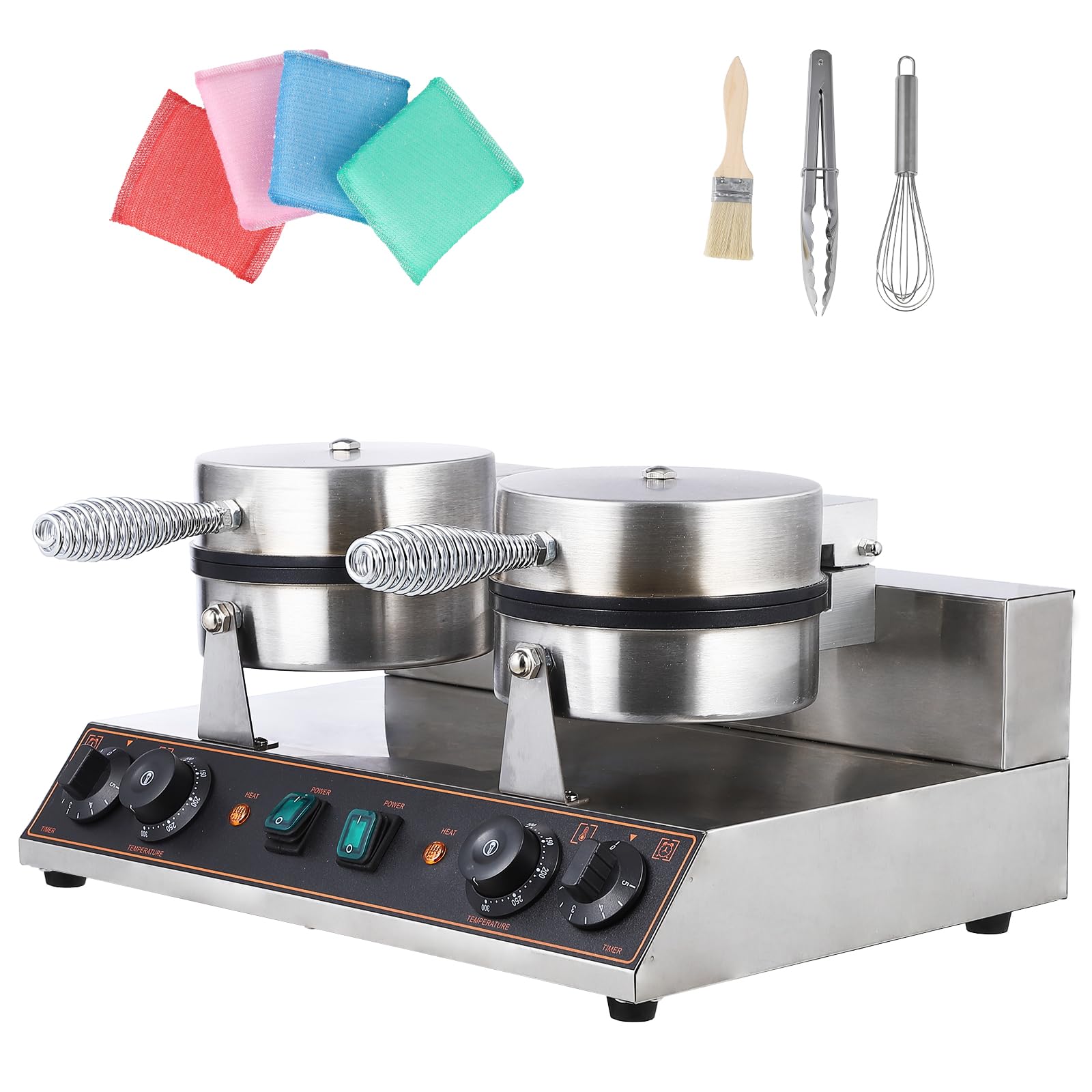 Commercial Electric Waffle Cone Maker - Heavy Duty Non-Stick Waffle Cone Machine with Fast Heating for Ice Cream Shops, Bakeries & Dessert Businesses