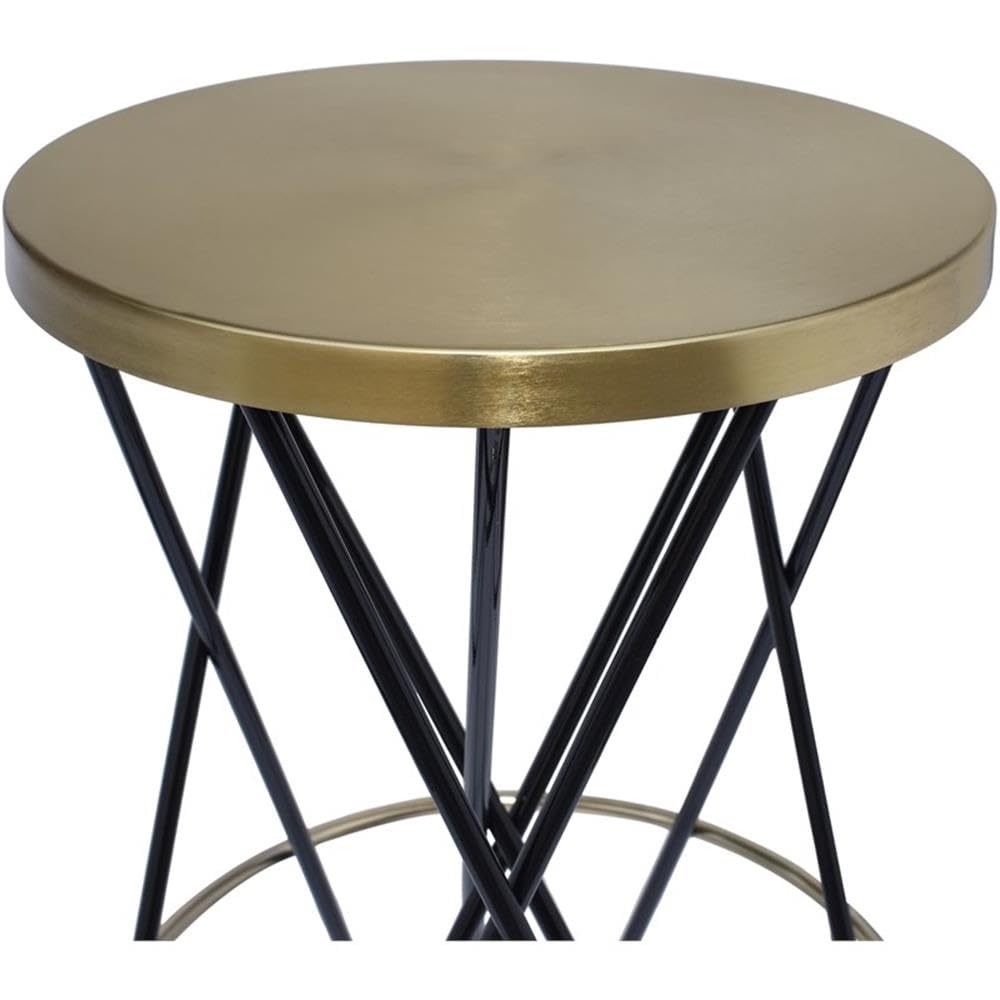 Modern Iron Bar Stool with Brushed Gold Finish & Black Powder Coating - Meridian Furniture 946Black Mercury Collection | Perfect for Kitchen Islands, Breakfast Bars & Contemporary Home Decor