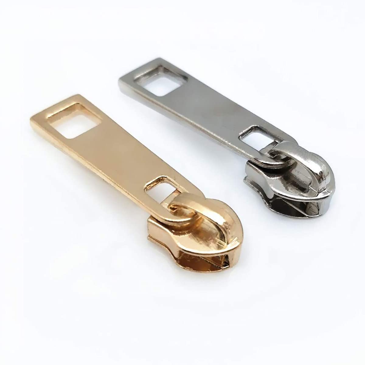 Queenbox 20PCS #5 Metal Zipper Pull Sliders Replacement - Gold & Silver Zipper Heads for Clothing, Purses, Bags & Luggage Repair - DIY Craft Sewing Accessories for Jackets, Jeans & Backpacks