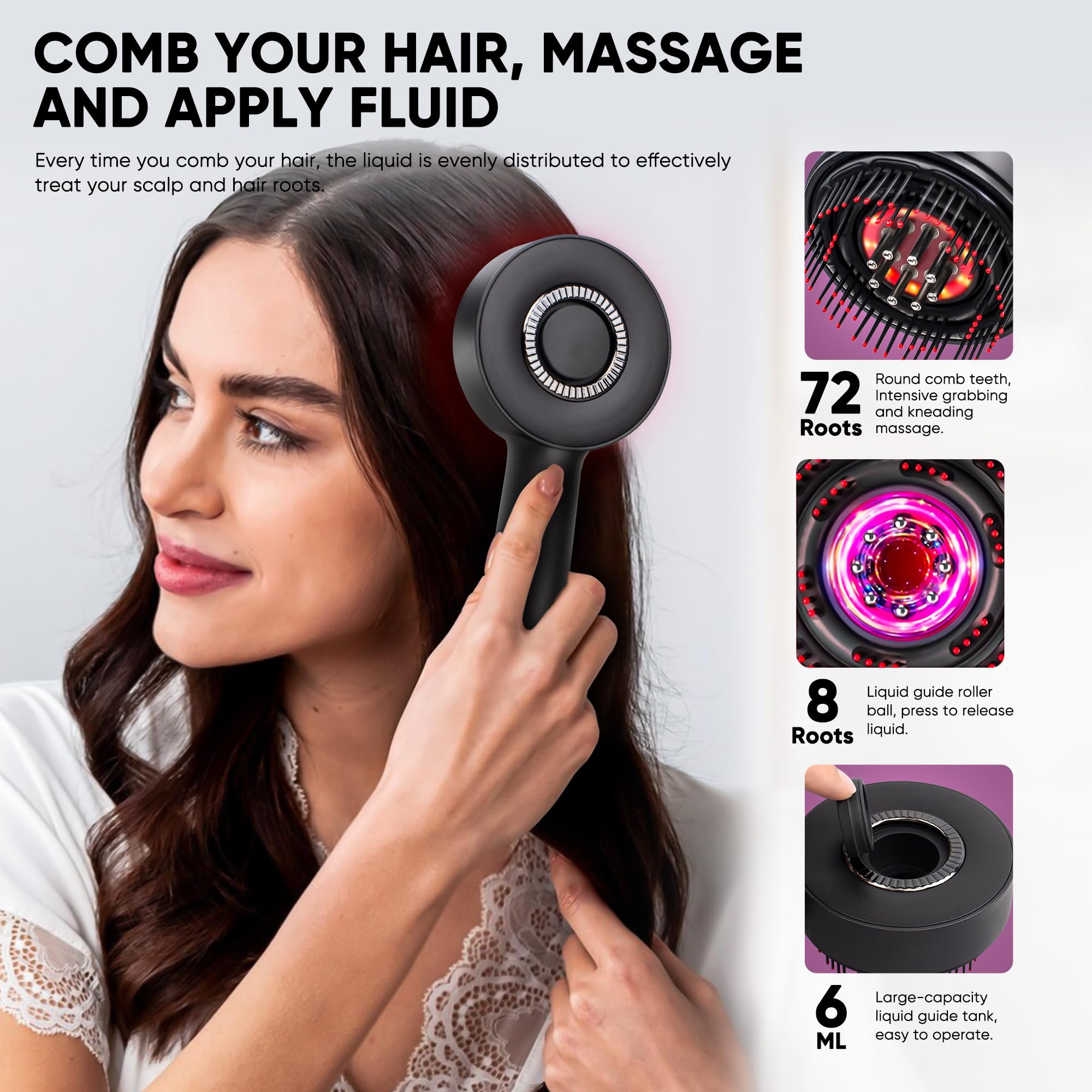 Upgrade 2 in 1 Electric Hair Brush & Oil Applicator for Hair Growth - IPX7 Waterproof Scalp Massager with Oil Dispenser - Perfect for Home Hair Care & Salon Styling
