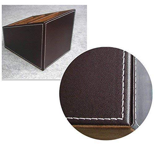 Premium Brown PU Leather Remote Control Holder - TV Guide & CD Organizer - Stylish Remote Caddy for Living Room, Bedroom & Office - Perfect for Sofa, Desk & Entertainment Center Organization