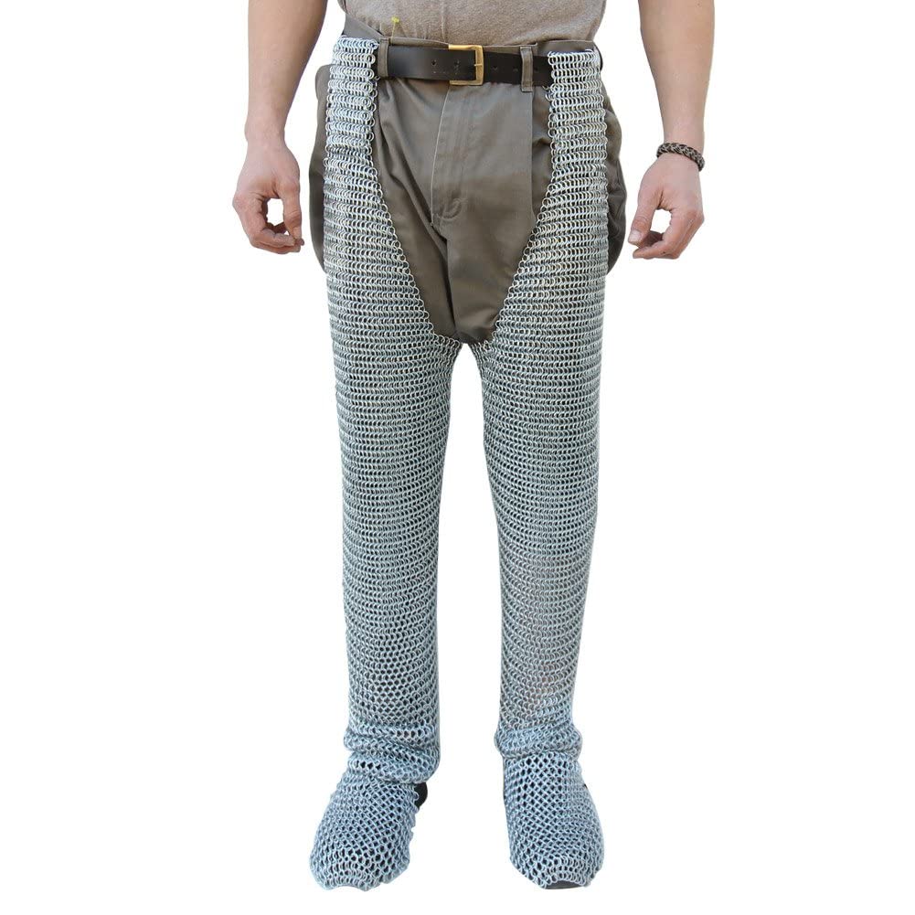 Medieval Chain Mail Leggings for Knights - Silver Battle-Ready Chausses | Authentic Cosplay Armor for Renaissance Fairs, LARP & Historical Reenactments