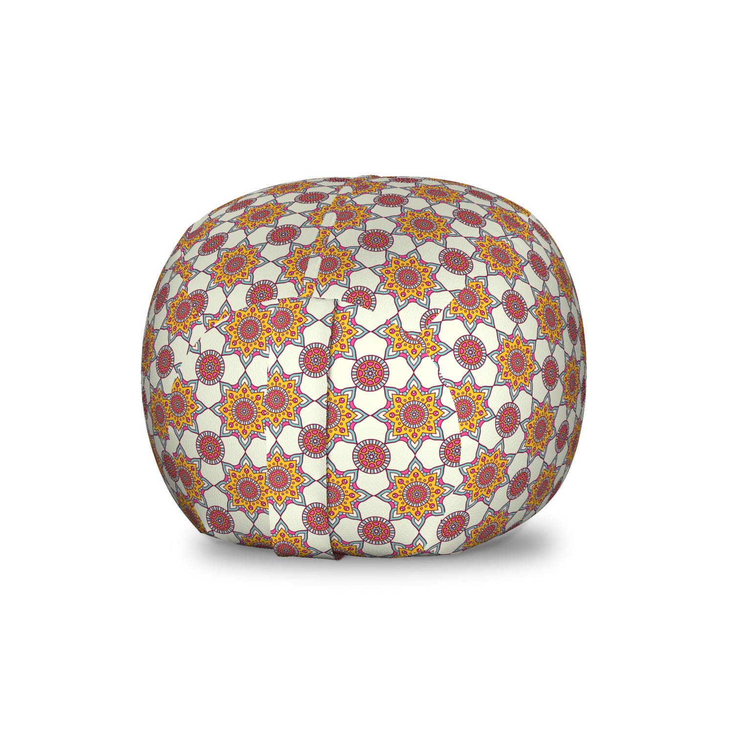 Ambesonne Abstract Star Pattern Storage Toy Bag Chair - Washable Stuffed Animal Organizer with Connected Net Design - Small Size in Coconut & Multicolor - Perfect for Kids' Room Organization & Playroom Decor
