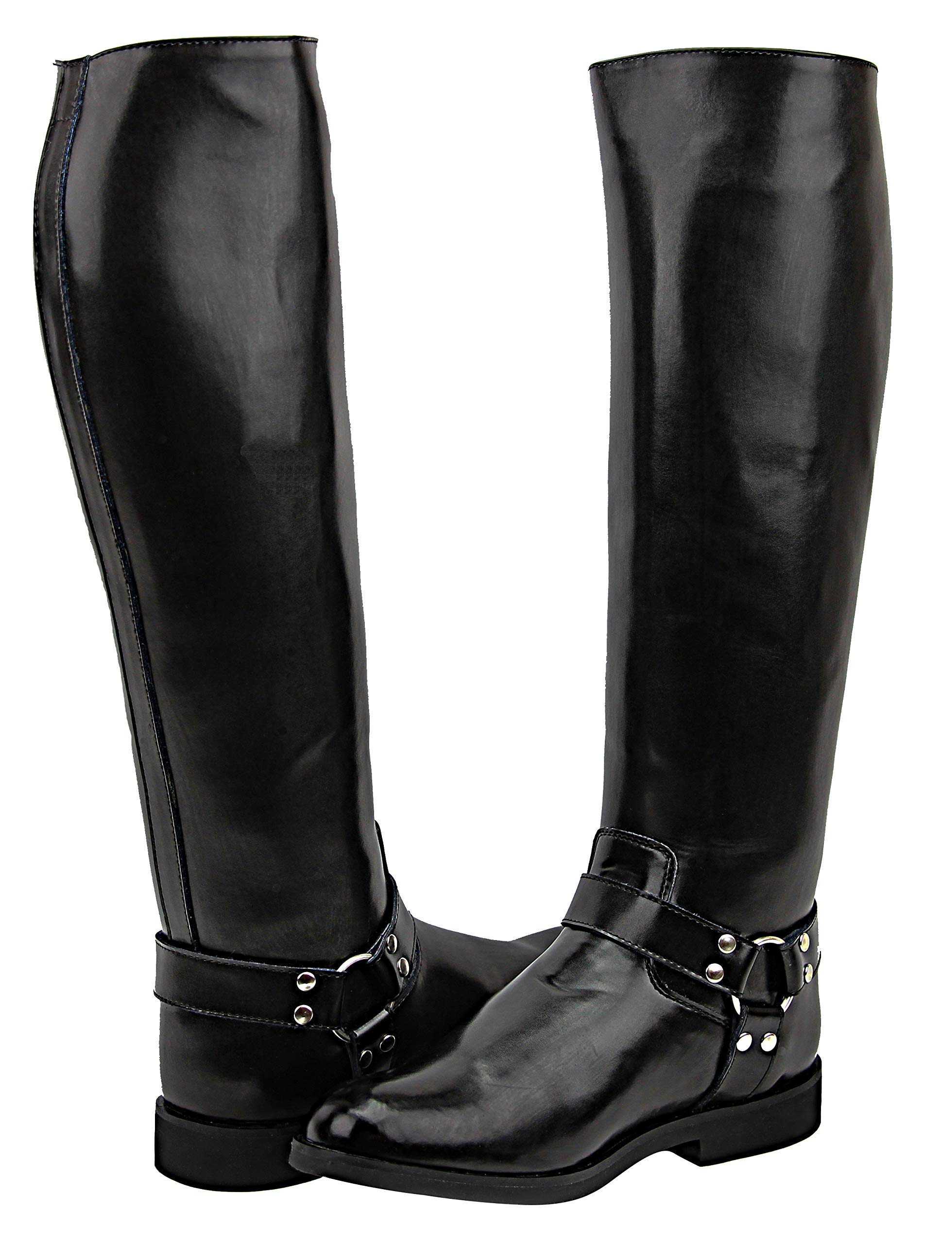 Men's Casper Leather Motorcycle Riding Boots - Black Police Style Tall Boots for Harley, Cruiser & Adventure Bikes - Durable & Stylish for Long Rides & Urban Commuting