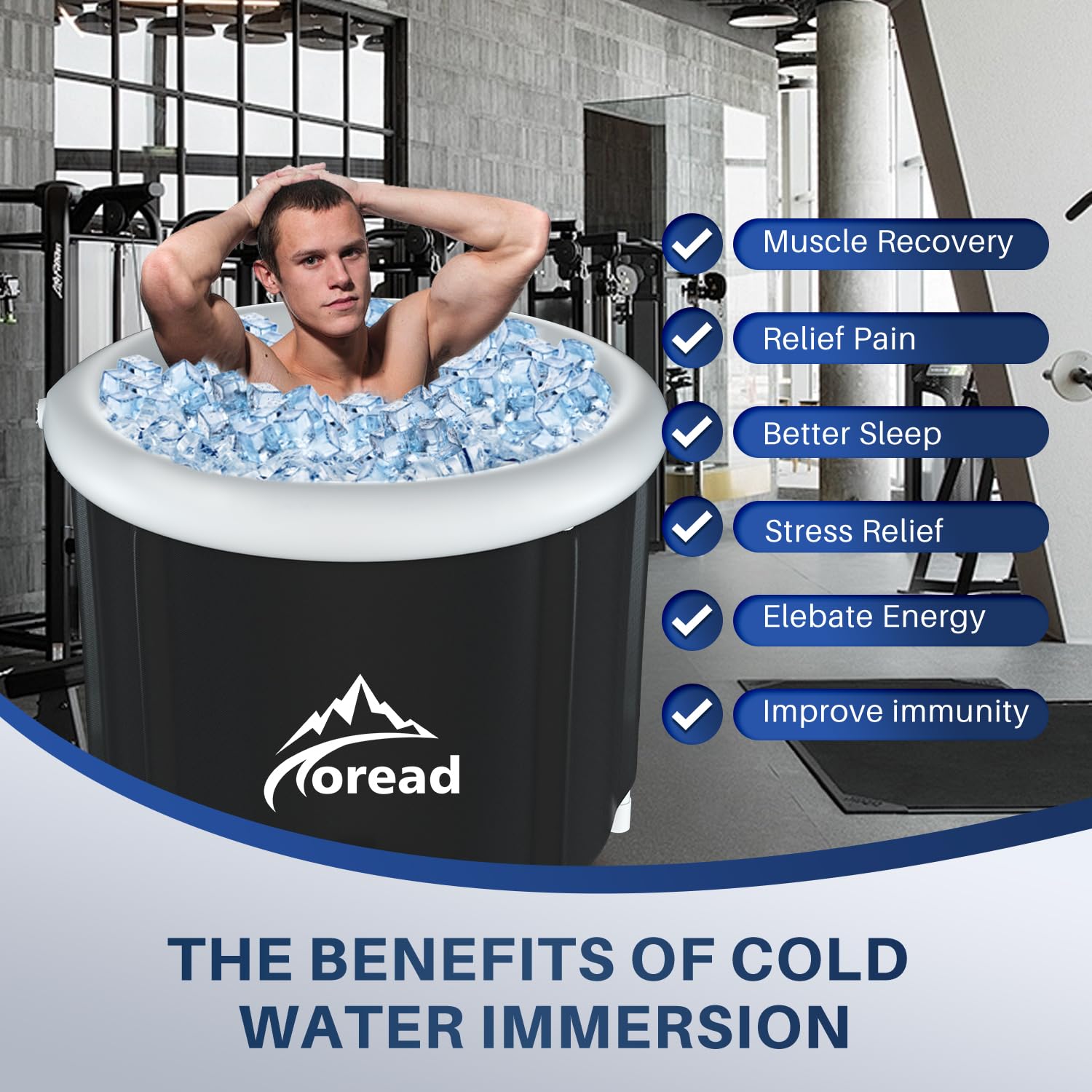 TOREAD 115 Gallon Portable Ice Bath Tub for Athletes – Inflatable Cold Plunge Tub with Cover for Muscle Recovery & Therapy | Multi-Layered Design for Outdoor & Indoor Use | Perfect for Post-Workout, Cryotherapy & Hydrotherapy Sessions